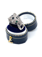 Vintage & Occasion Occasion zilveren panter ring met smaragd.