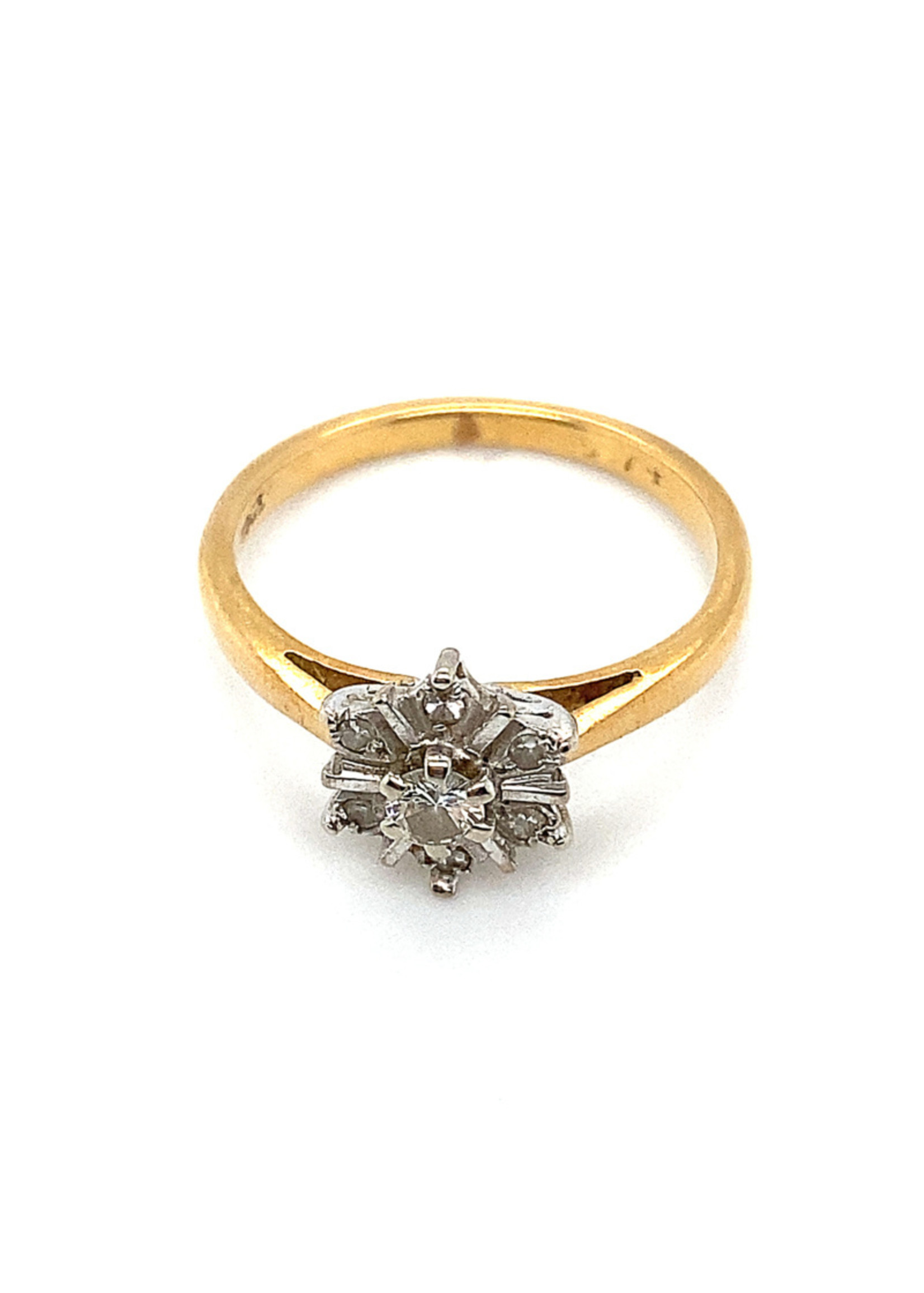 Vintage & Occasion Occasion bicolor rozet ring met diamant 0.16ct