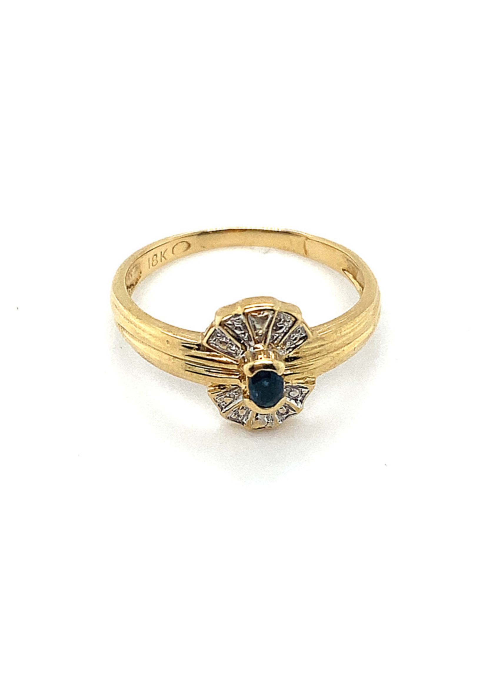 Vintage & Occasion Occasion bicolor 18K gouden ring met saffier