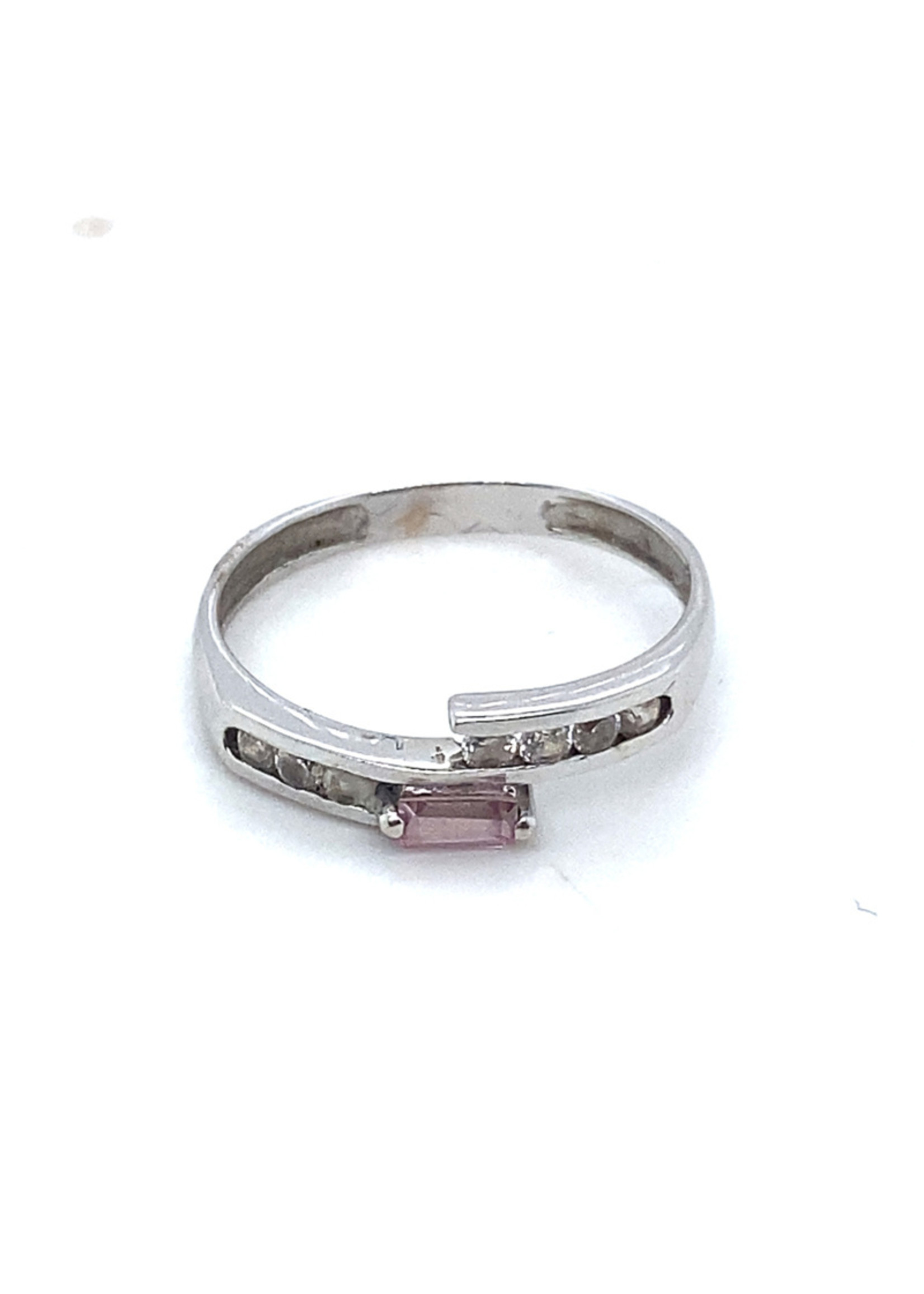 Vintage & Occasion Occasion witgouden fantasie ring met roze en witte diamant