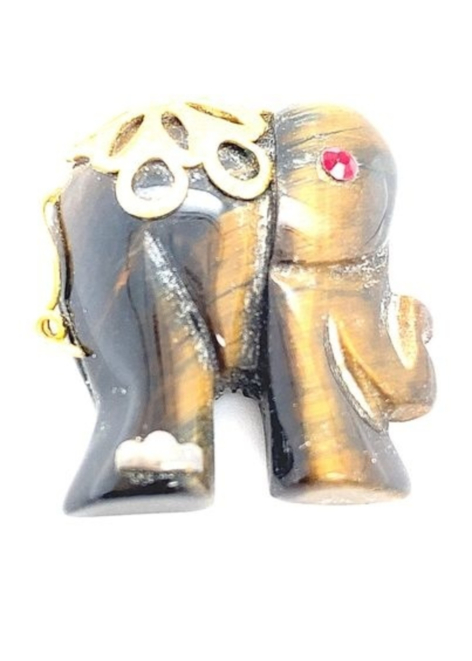 Vintage & Occasion Occasion tijgeroog olifant met goud
