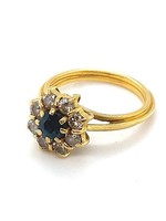 Vintage & Occasion Occasion gouden draadring met saffier en diamant 0.40ct