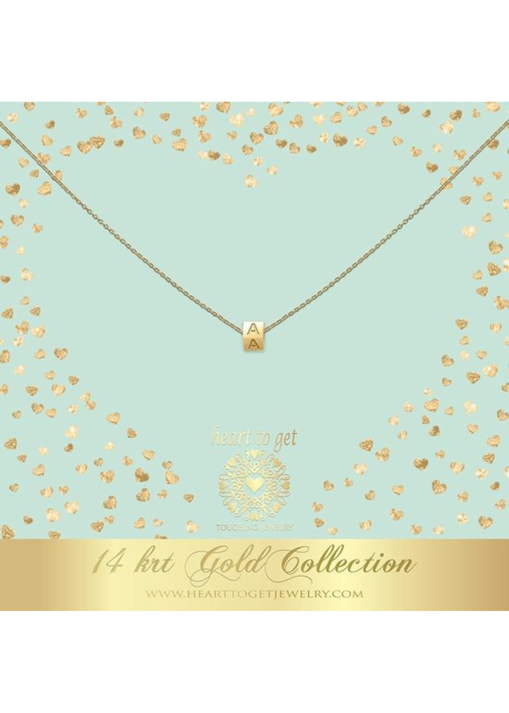 Vintage & Occasion Heart to Get 14 Karaat Gouden Cube Initial Bedel (Letter T) - Goud