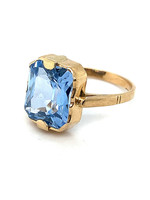 Vintage & Occasion Occasion gouden ring met felblauwe steen