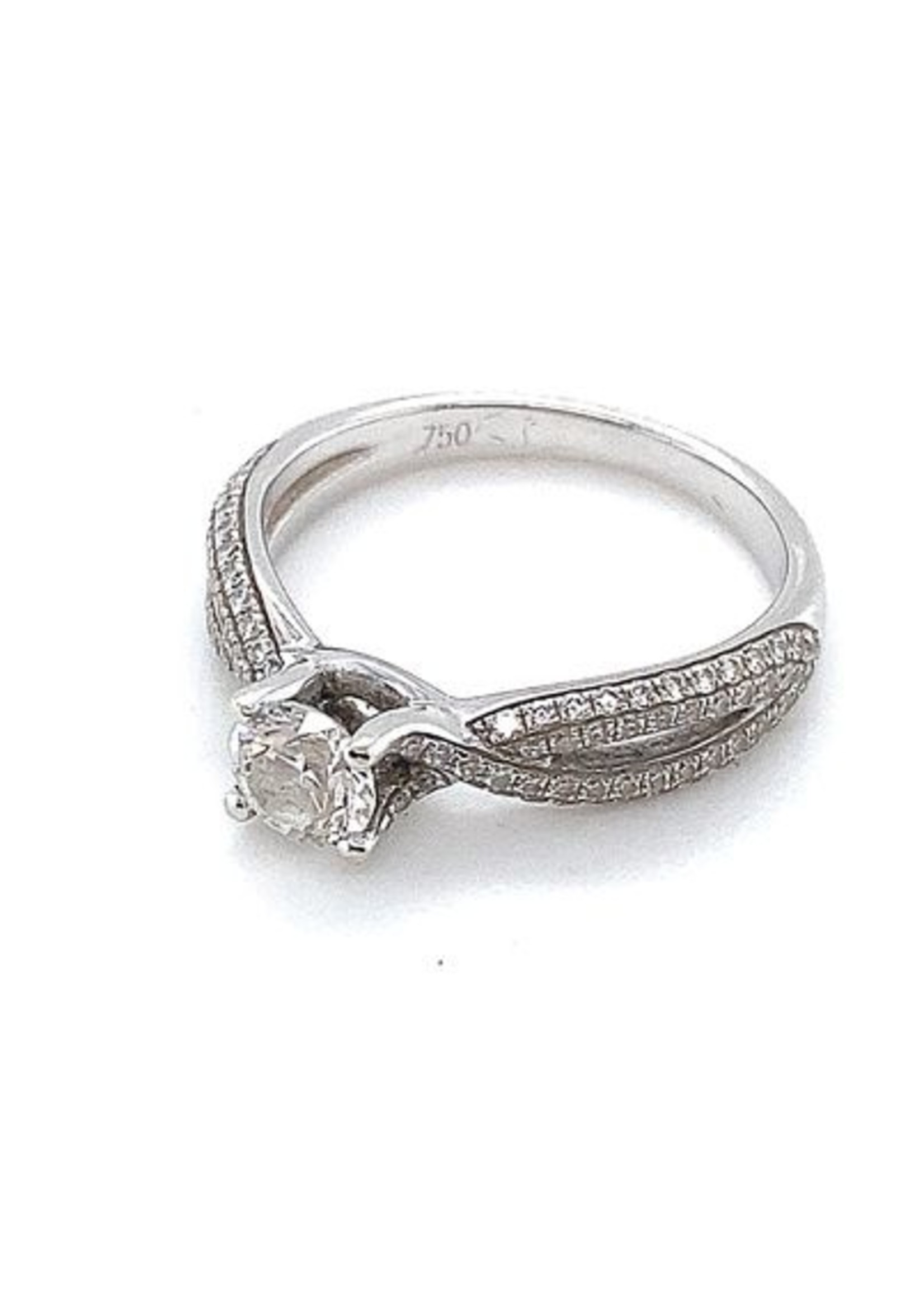 Vintage & Occasion Occasion 18k witgouden ring met diamant 0.90ct