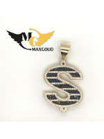 Vintage & Occasion Geelgouden  14 k grote hanger dollar teken