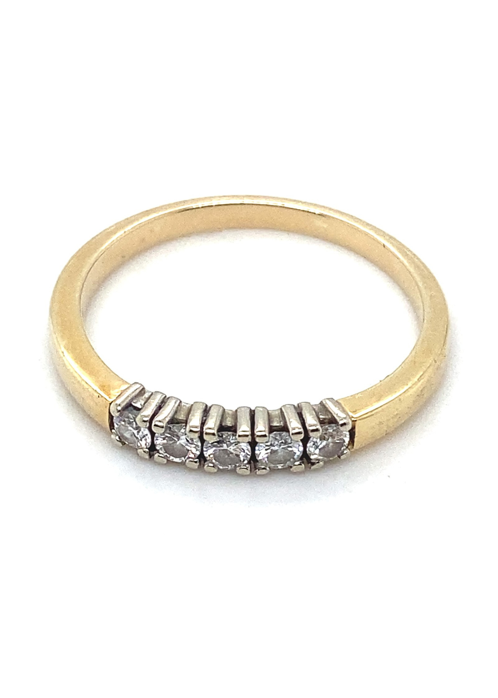 Vintage & Occasion Occasion  bicolor gouden Rensini rij ringn met diamant
