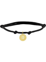 Vintage & Occasion Armband satijnkoord  letter D 13 - 26 cm 14k goud