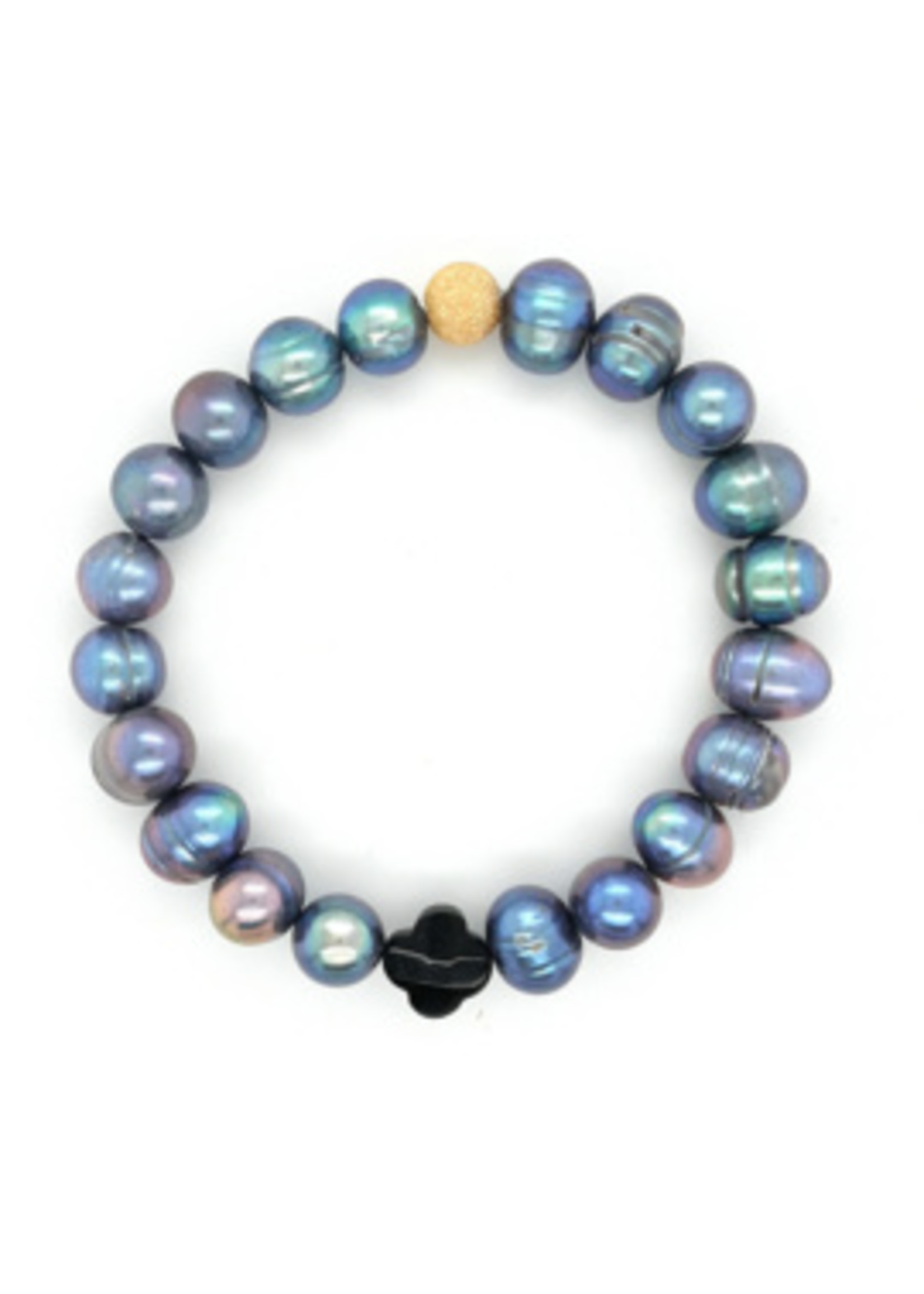 Cataleya jewels Cataleya armband met parels onyx en goud