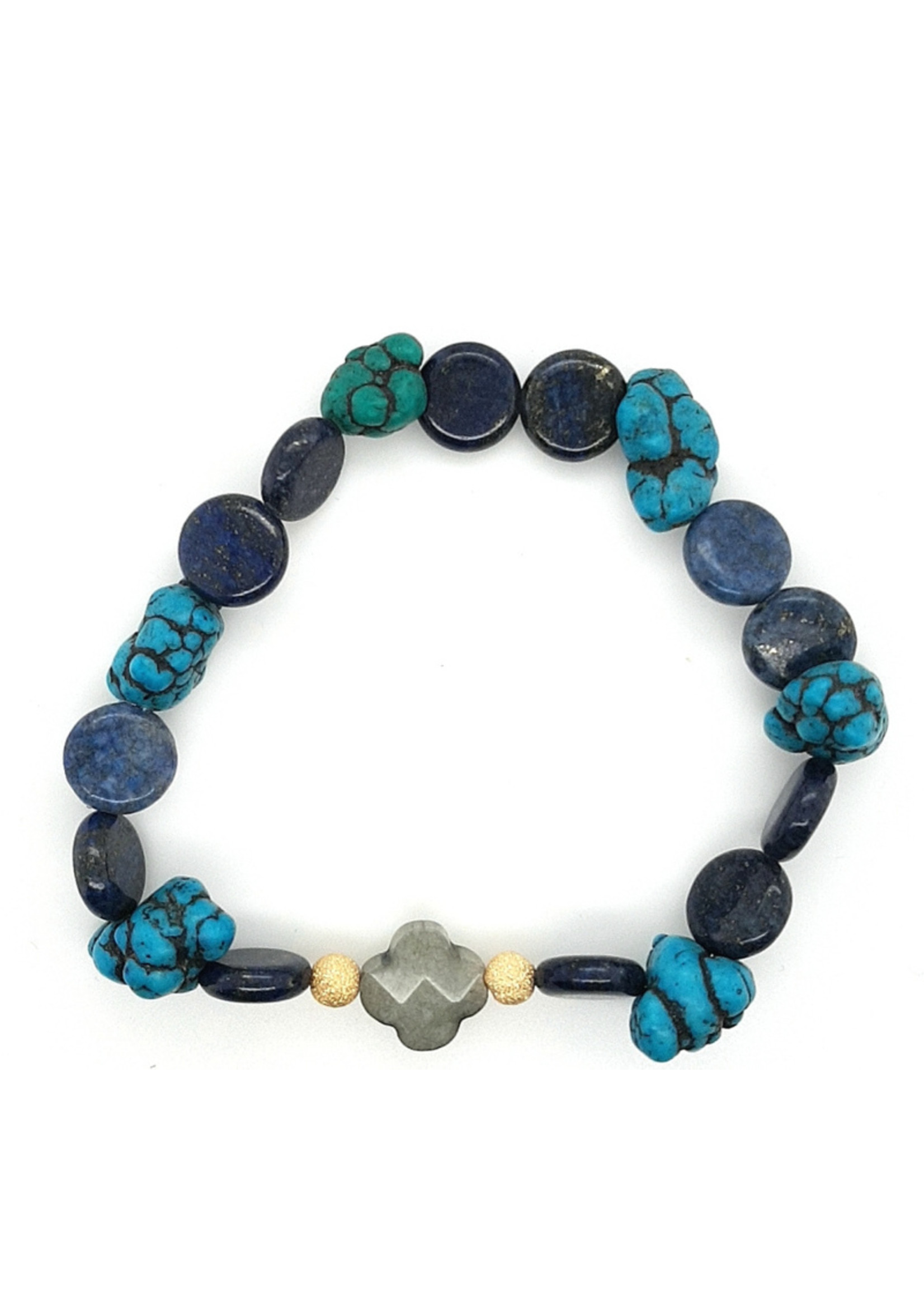 Cataleya jewels Cataleya armband met labradoriet, lapis lazuli, turkoois en goud