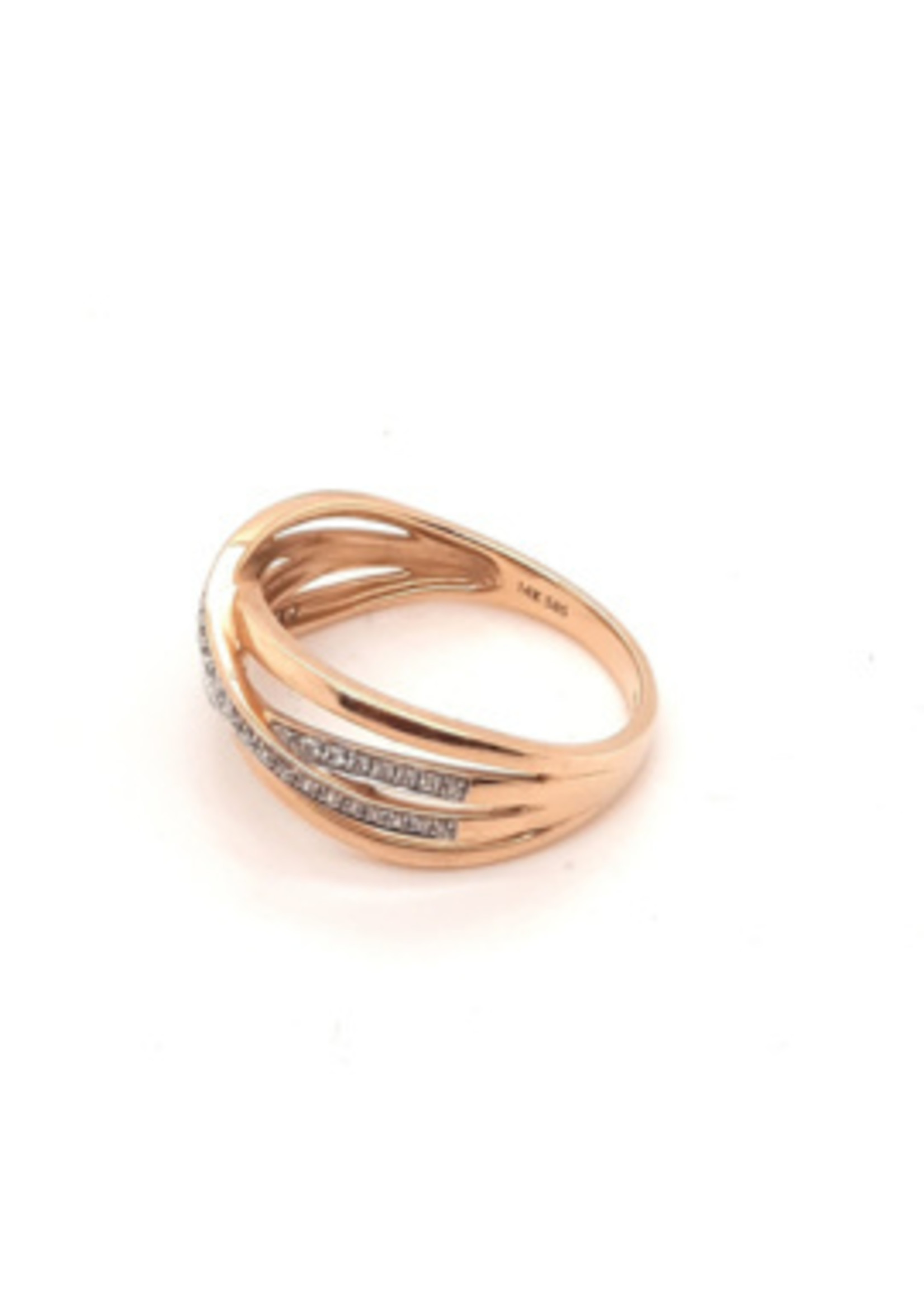 Vintage & Occasion Occasion gouden fantasie ring met diamantjes