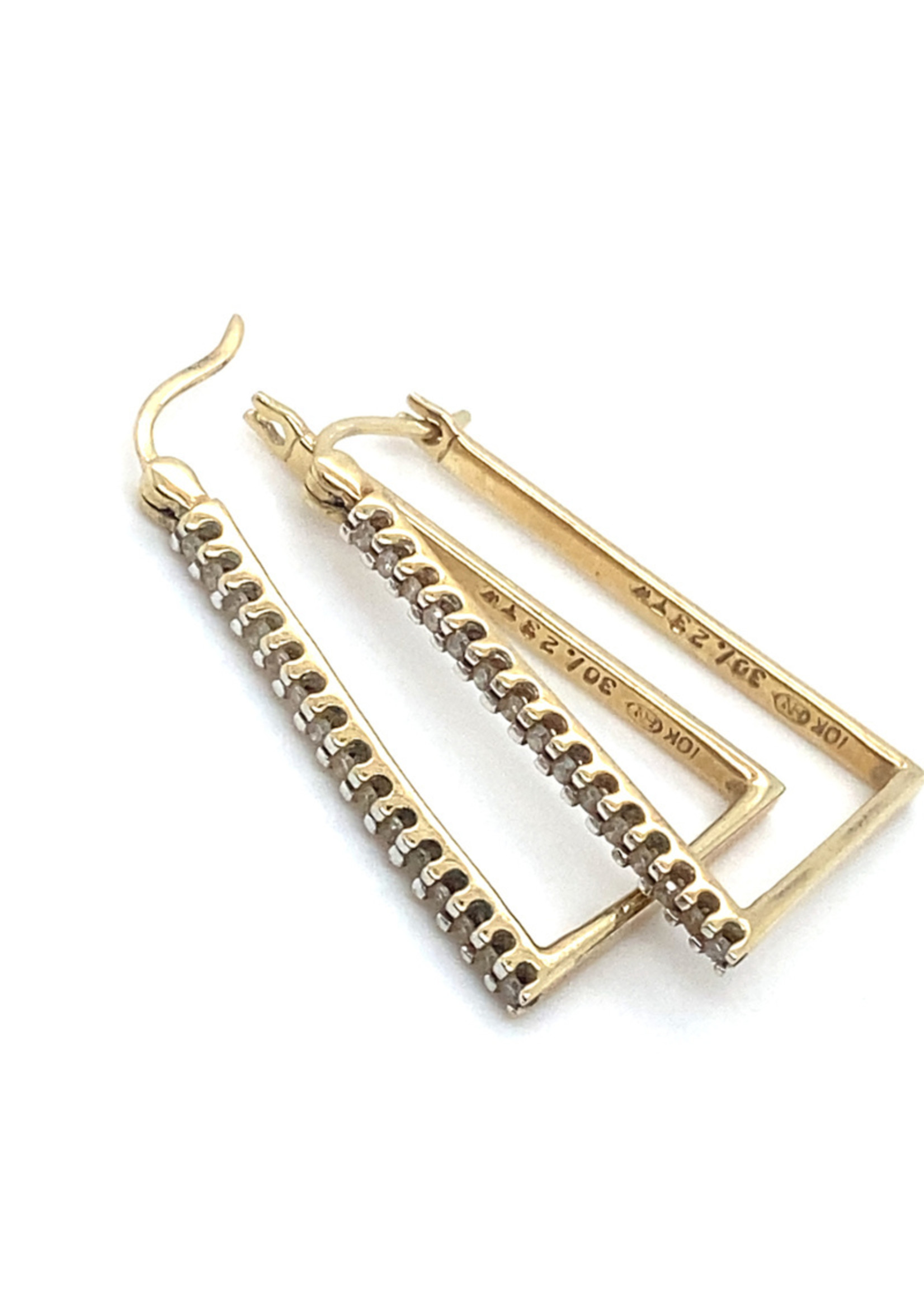 Vintage & Occasion Occasion driehoekige oorhangers met diamant