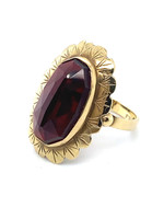 Vintage & Occasion Occasion 14k  gouden ring met roosgeslepen granaat - maat 17.5