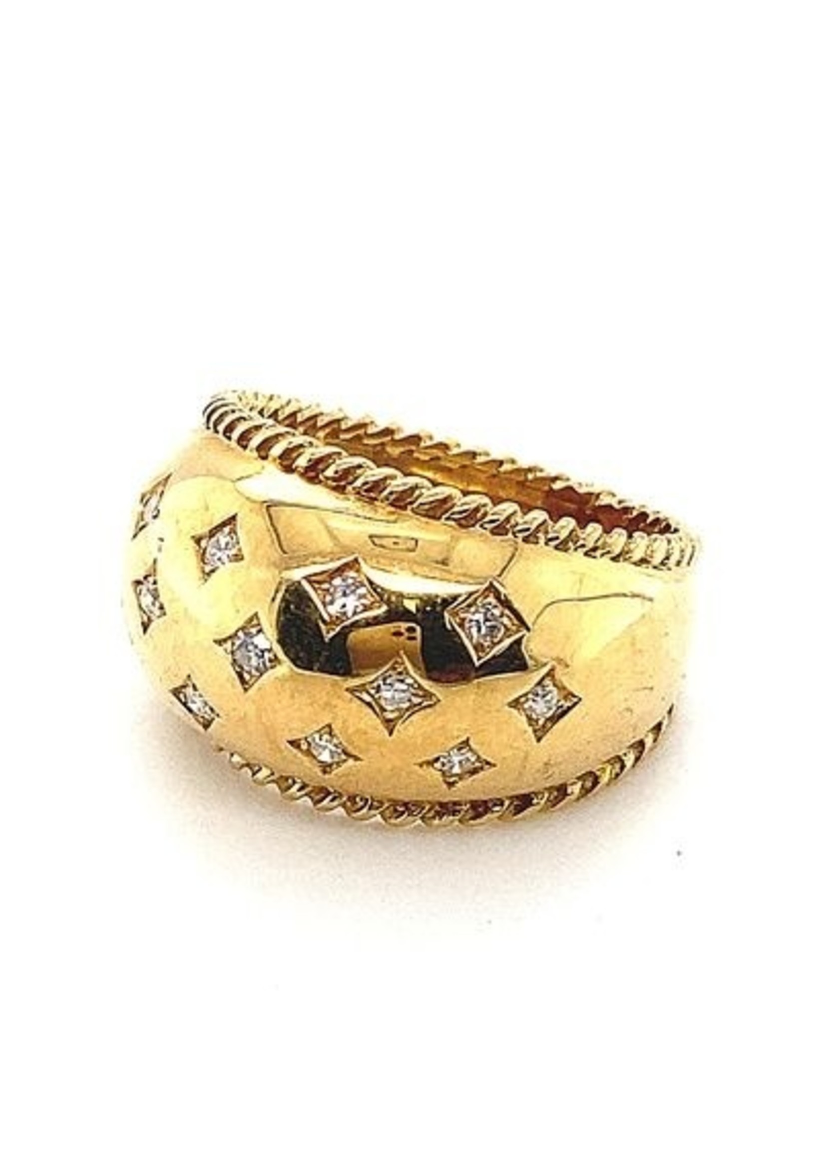 Vintage & Occasion Occasion 18K gouden bolle ring met 13 diamanten 0.20ct