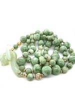 Vintage & Occasion Occasion lang jade collier met gouden bolletjes Vintage & Occasion Occasion lang jade collier met gouden bolletjes