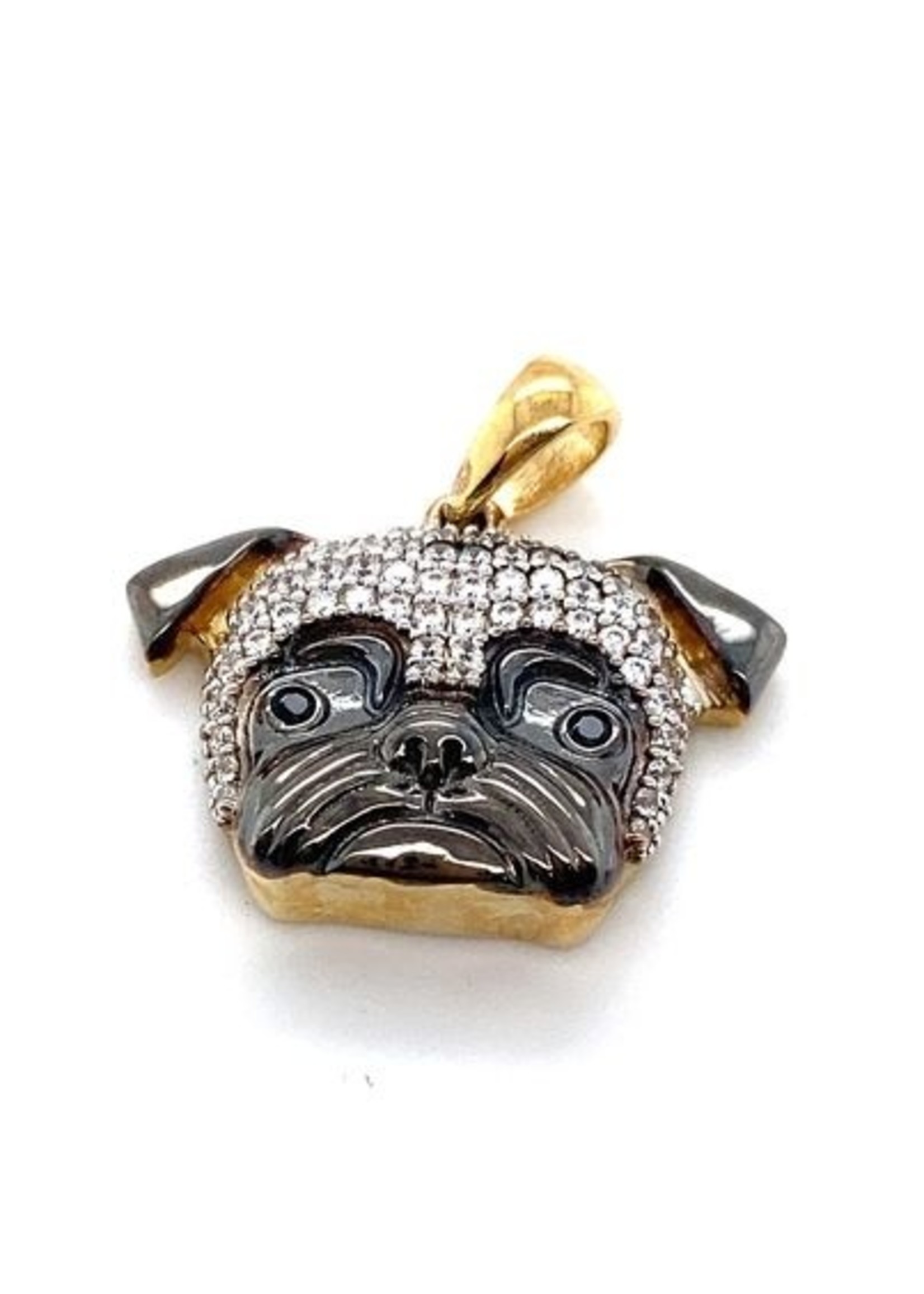 Vintage & Occasion Occasion gouden hanger Bulldog met Swarovski