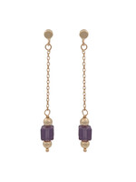 Cataleya jewels Cataleya Earrings Chain With Square Purple