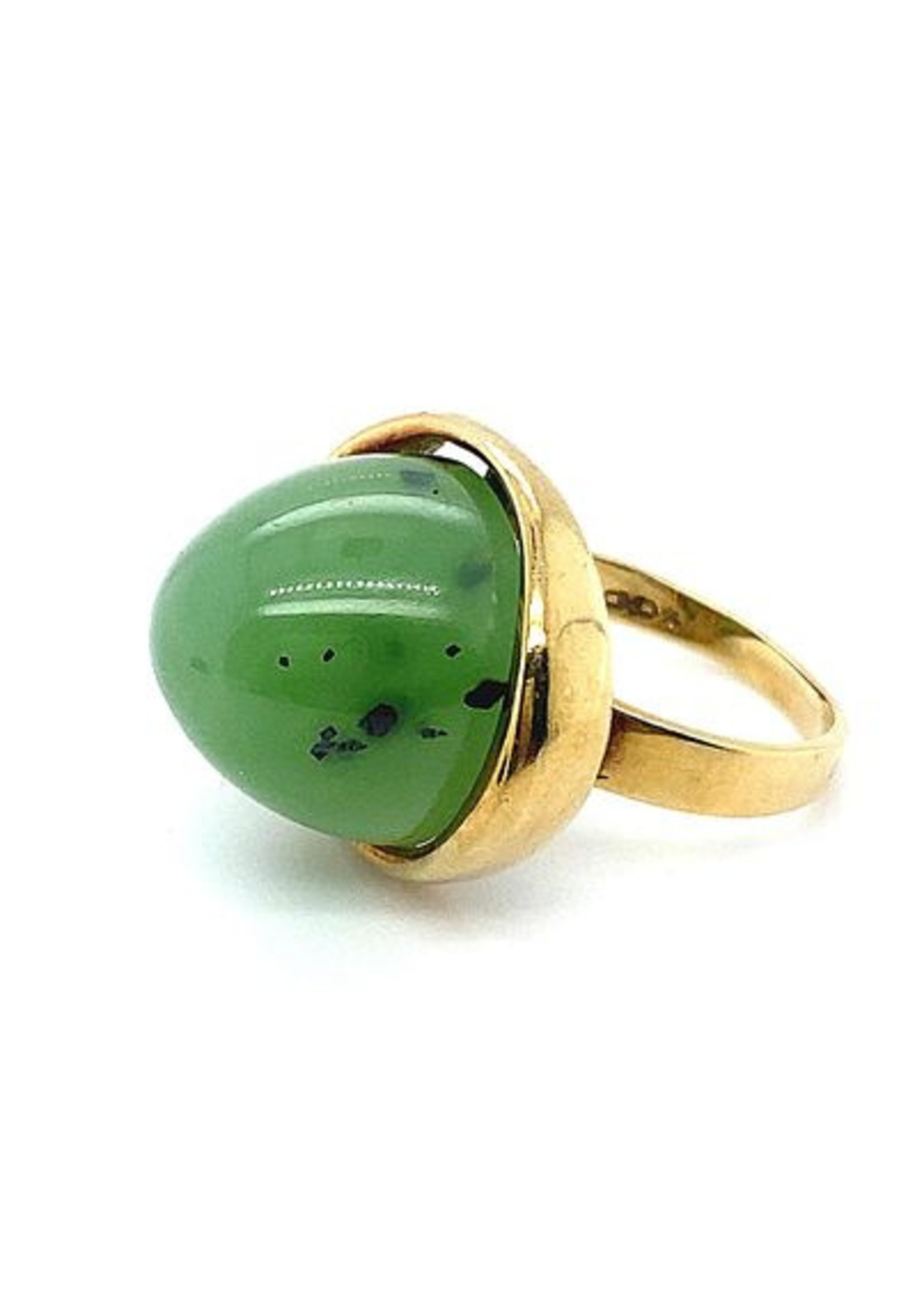 Vintage & Occasion Occasion gouden ring met groene jade