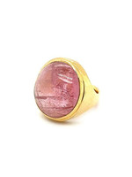 Vintage & Occasion Occasion 22K gouden ring met grote roze toermalijn