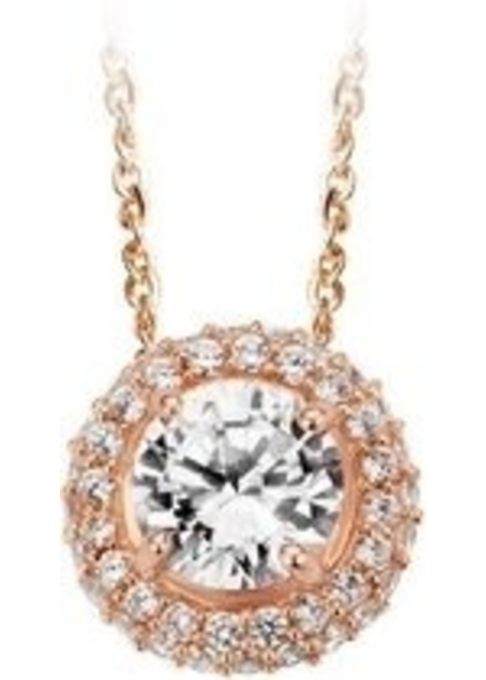 Vintage & Occasion Silventi 932481407 Zilveren collier met hanger - Zirkonia 8 mm - Rosékleurig