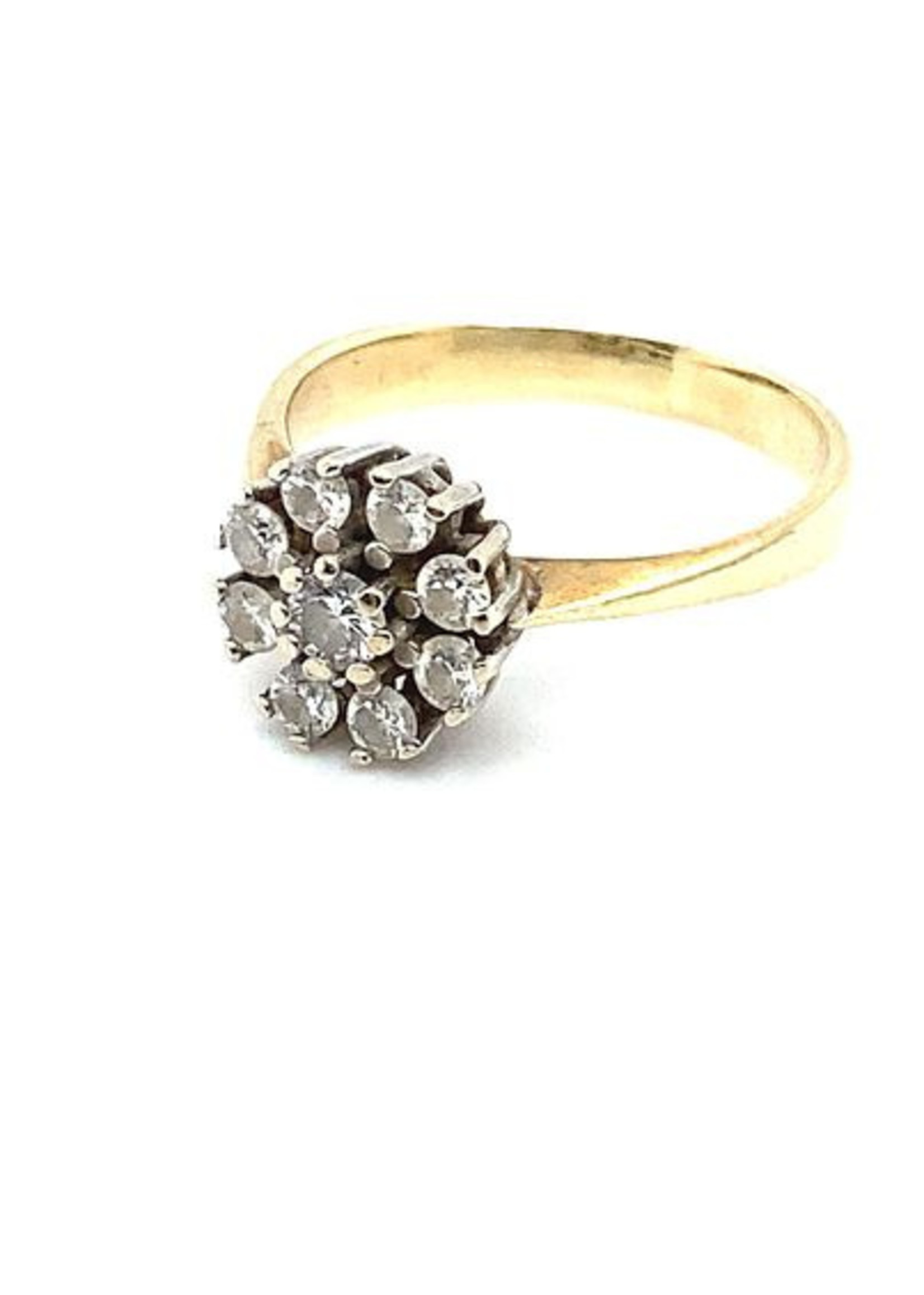 Vintage & Occasion Occasion geelgouden entourage ring met diamant 0.42ct