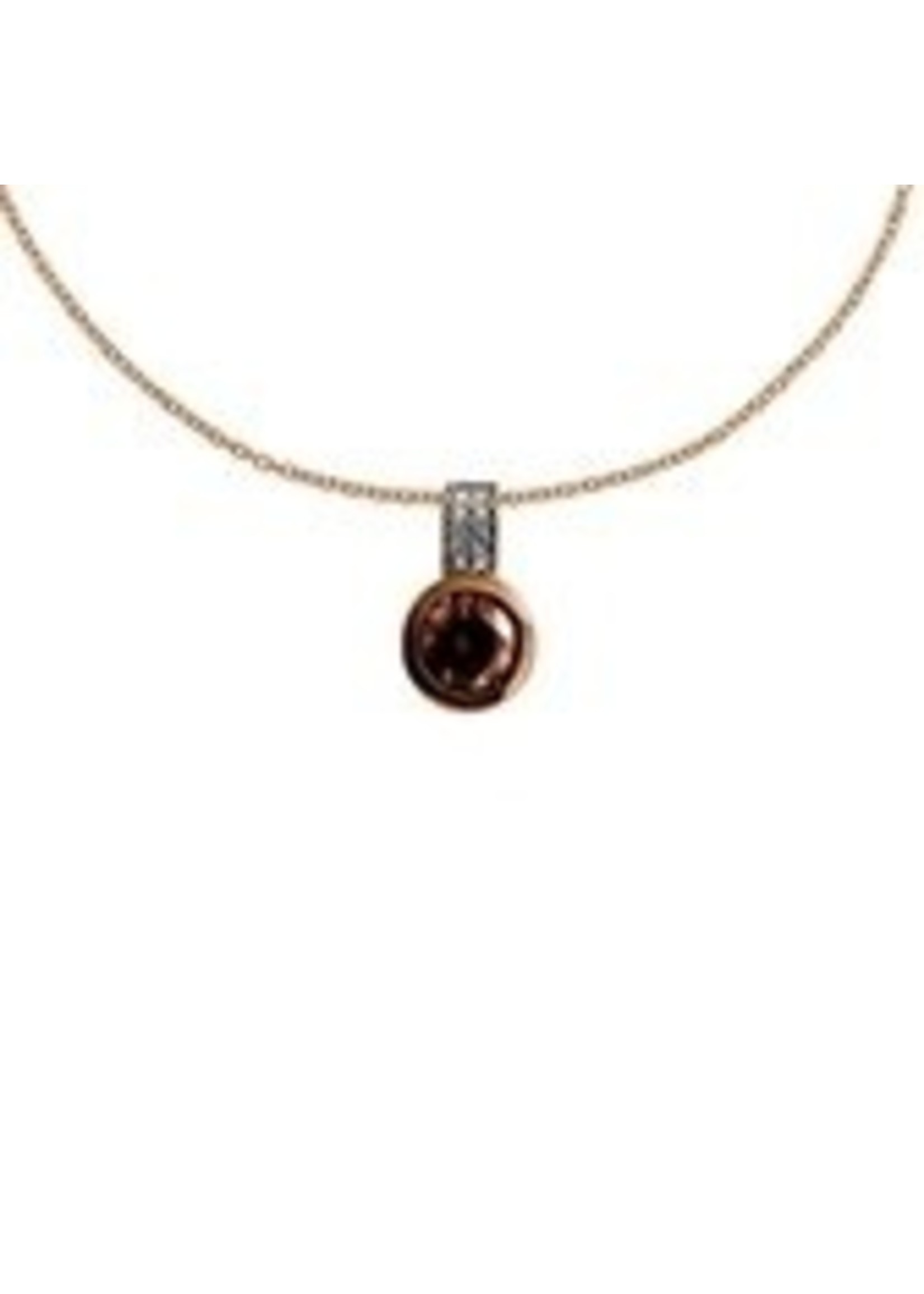 Vintage & Occasion Diamonfire - Zilveren collier met hanger 45 cm - Rosegoudverguld Kastzetting - Bruine steen