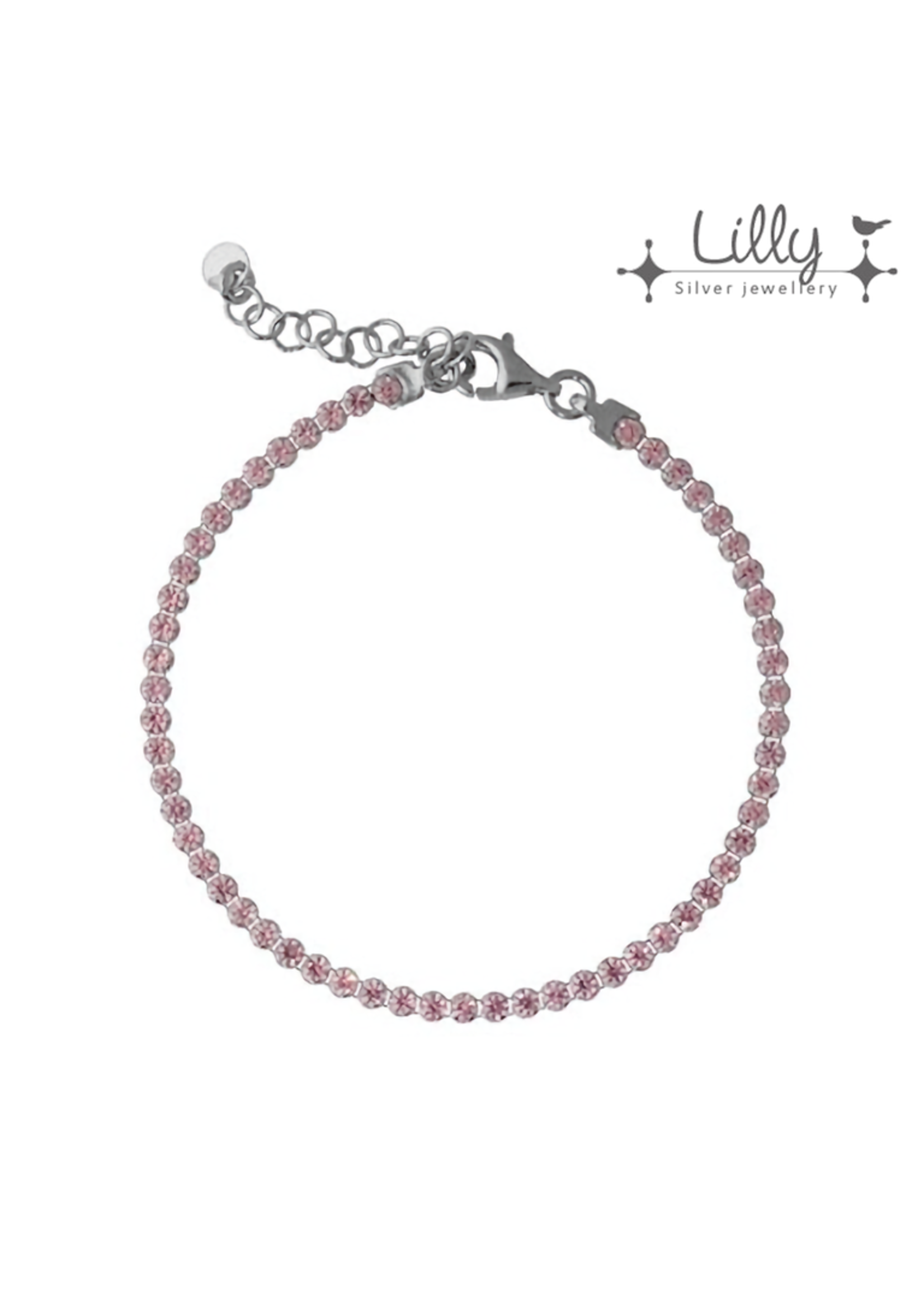 Lilly kindersieraden Lilly zilveren tennis armband roze