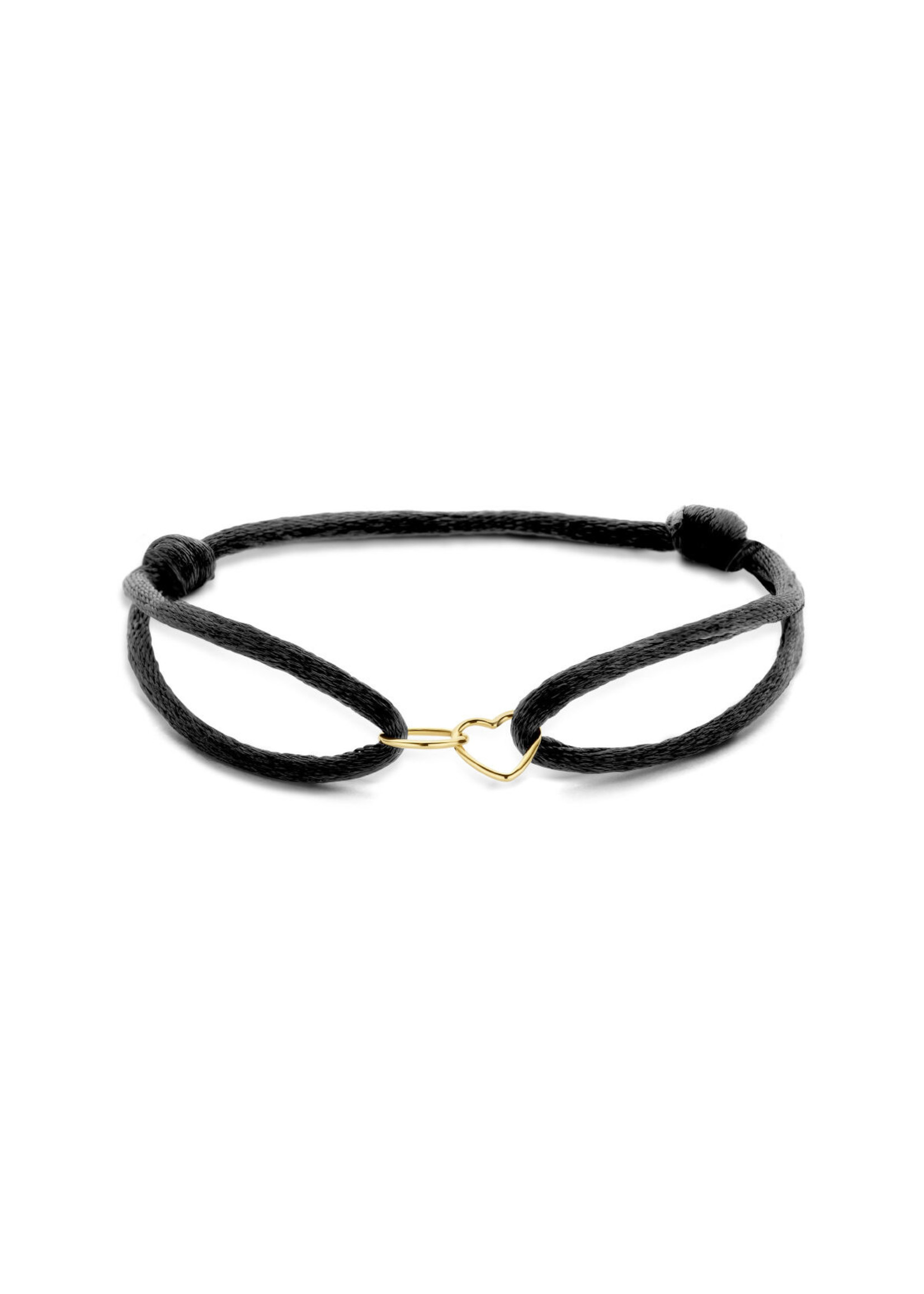 Cataleya jewels armband satijn hart en rondje 14k