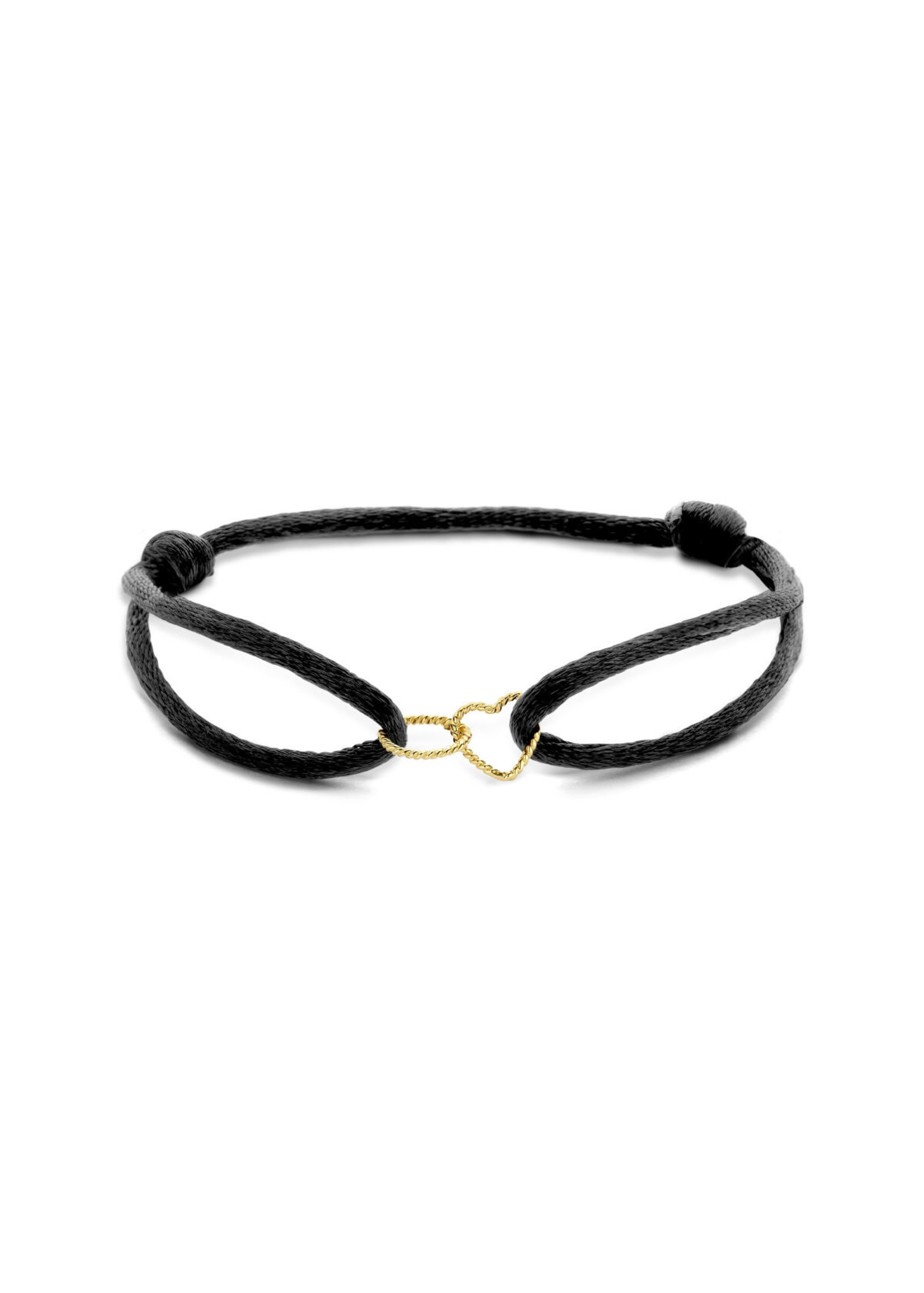 Cataleya jewels armband satijnkoord  hart en rondje 14k