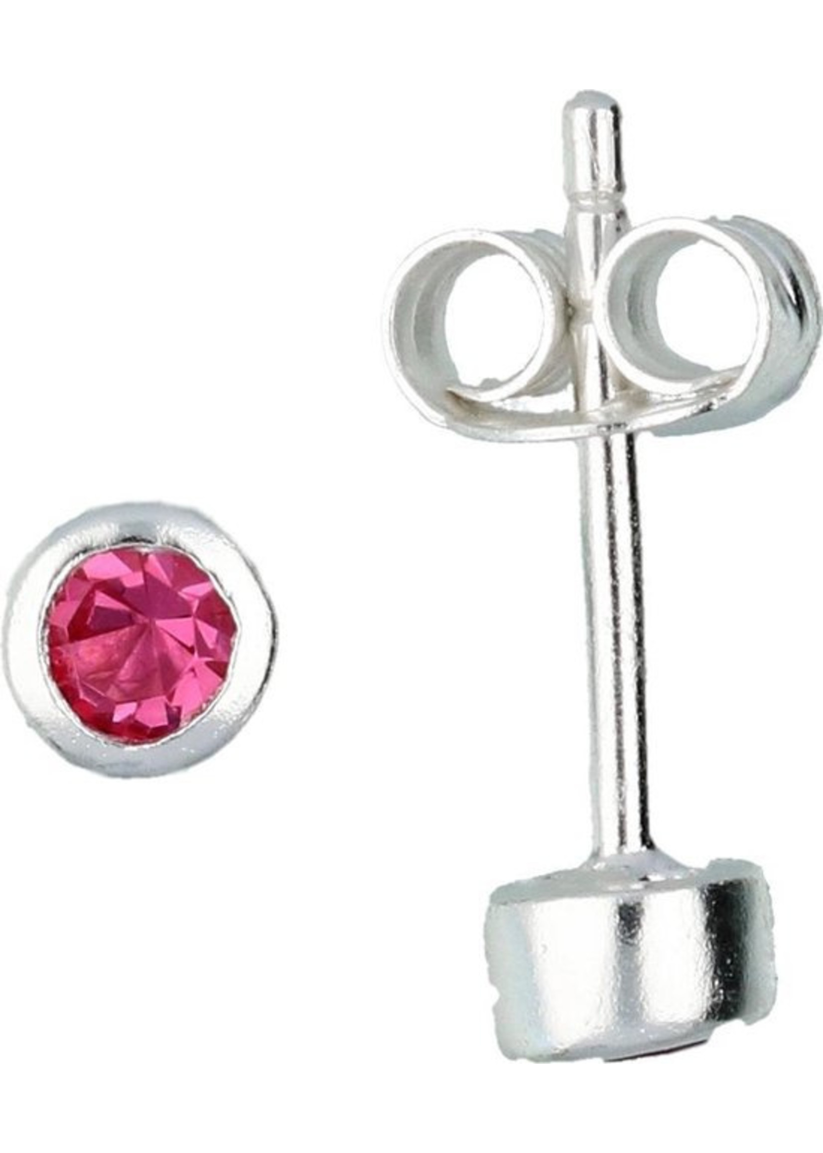 Lilly kindersieraden Zilveren Lilly oorknoppen roze zirkonia 4mm