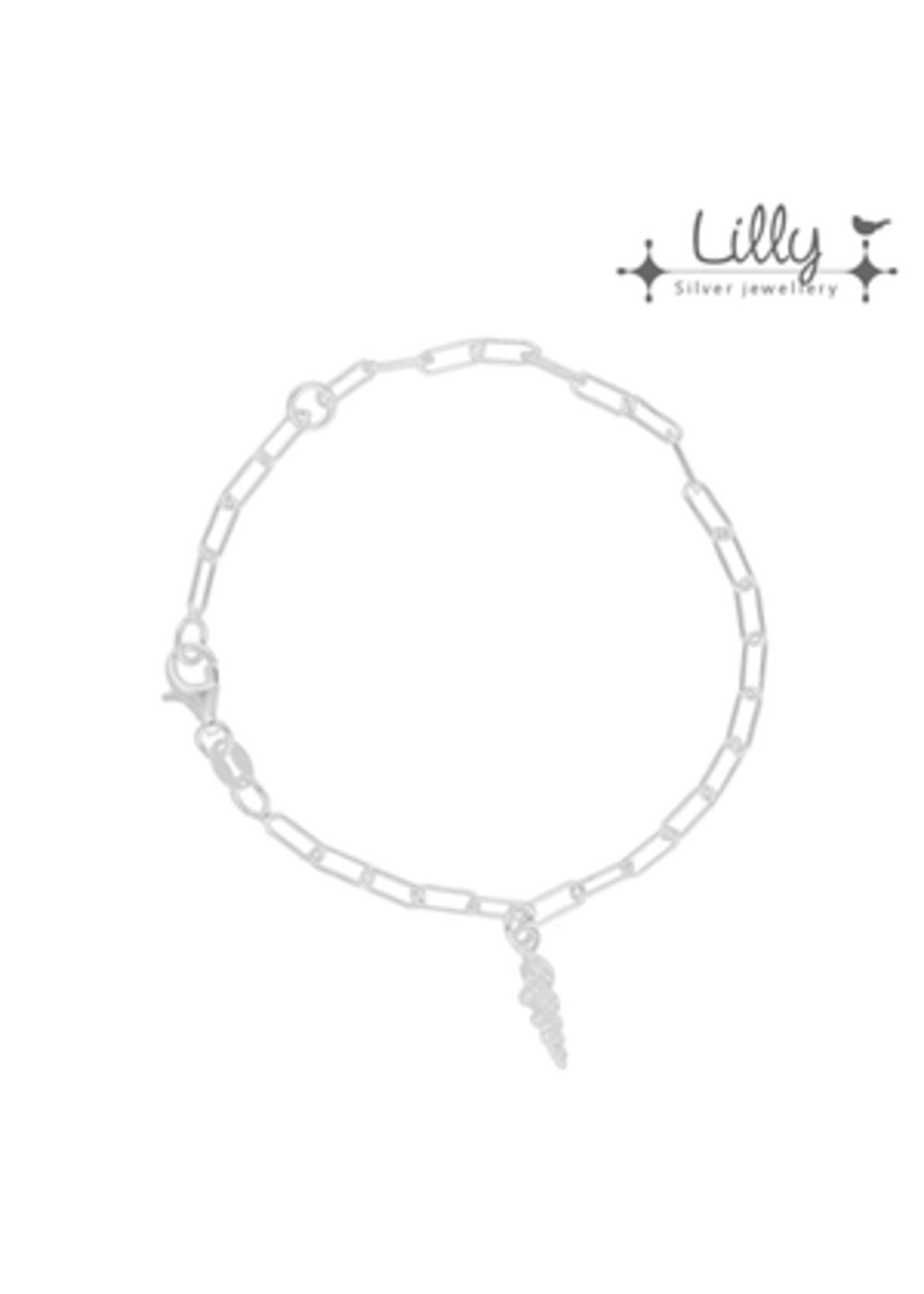 Lilly kindersieraden Lilly zilveren bedelarmband schelp