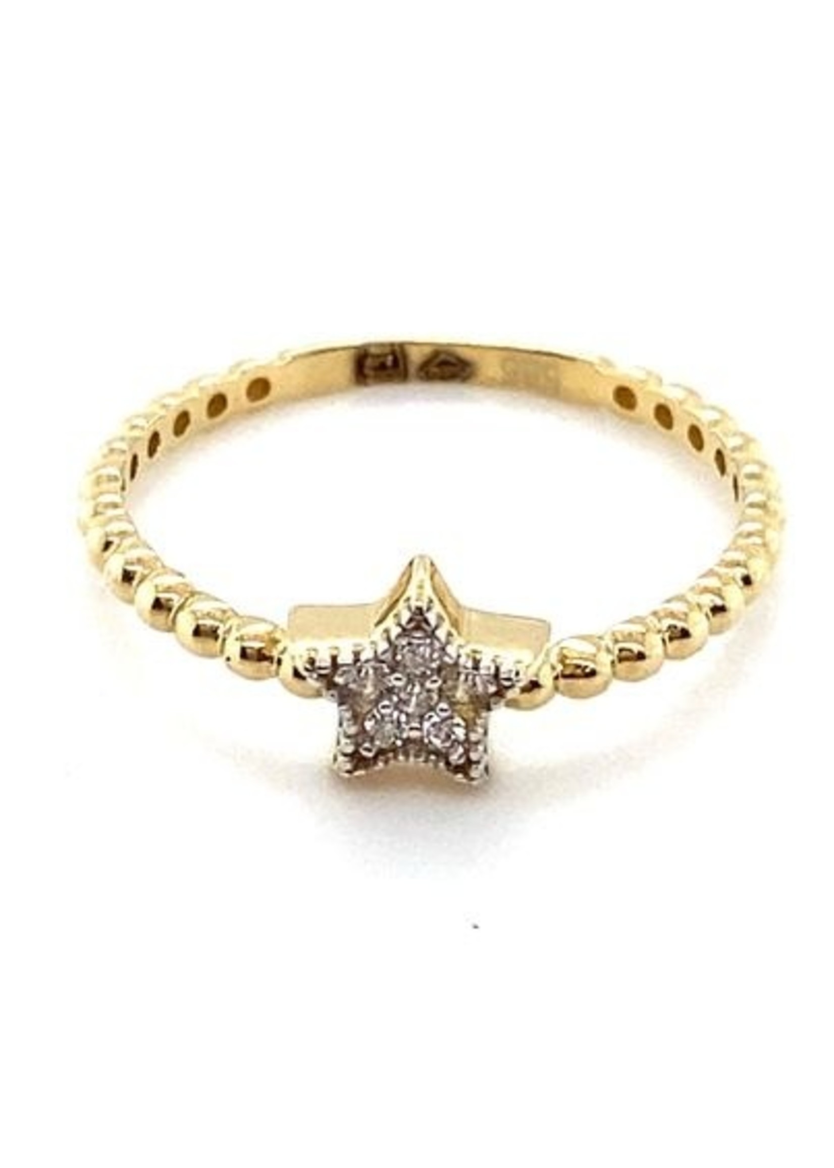 Vintage & Occasion Occasion 14 k gouden bolletjesring met ster