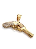 Vintage & Occasion Occasion gouden hanger revolver met bewegende kolf