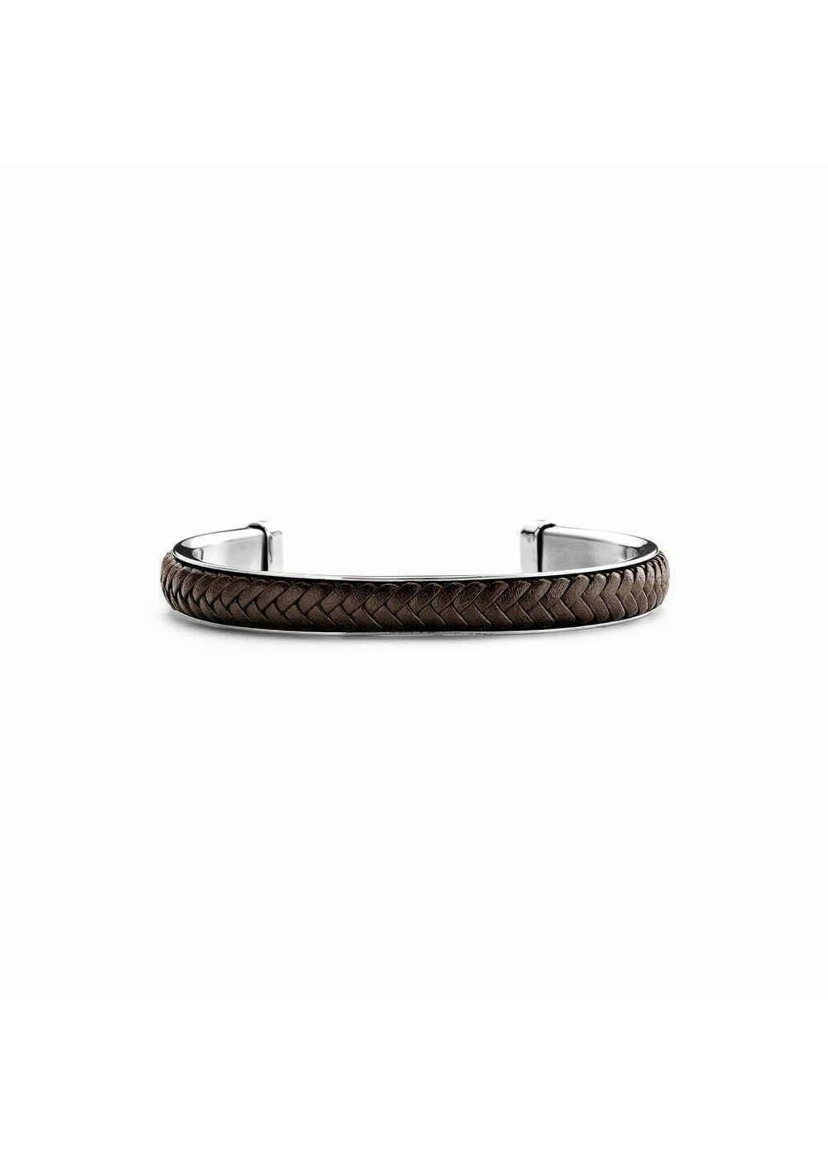 Vintage & Occasion Frank 1967 dark Brown Braided Leather Open Bangle