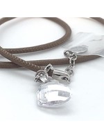 Vintage & Occasion Nieuwe lederen TiSento collier met Swarovski hart