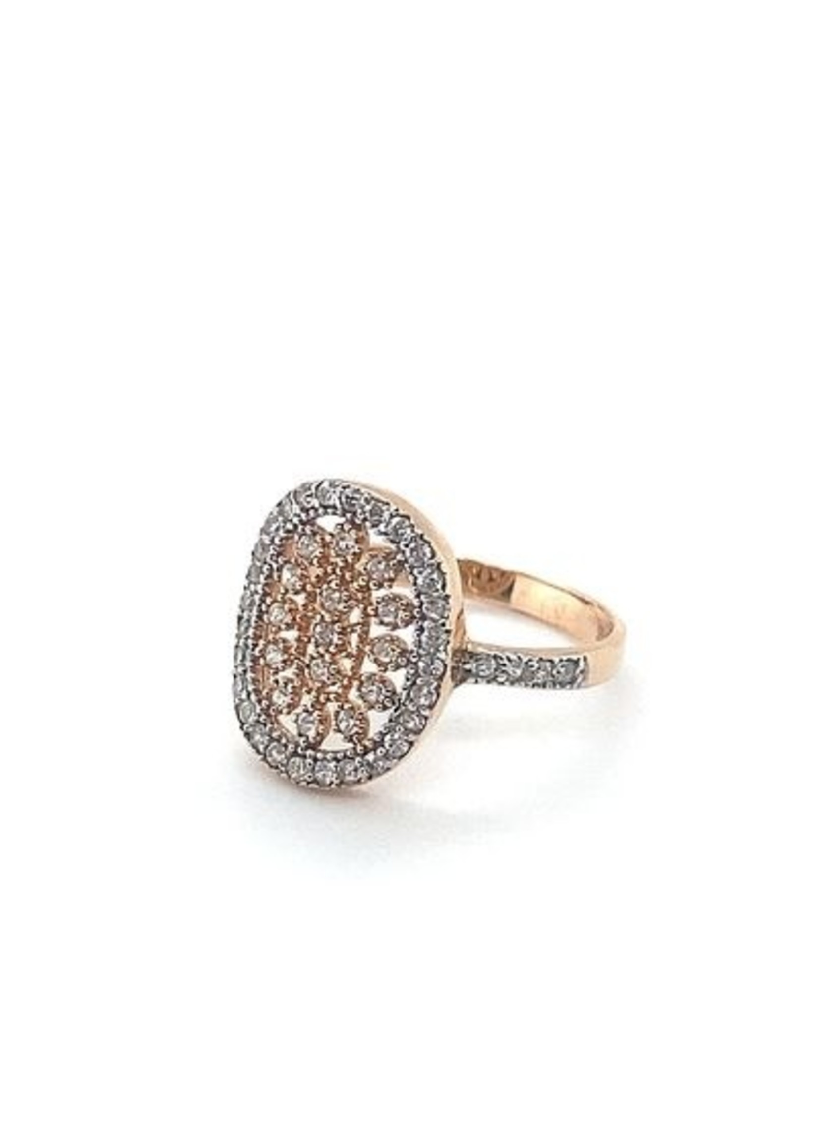 Vintage & Occasion Occasion wit- en roségouden verfijnde ring met zirkonia