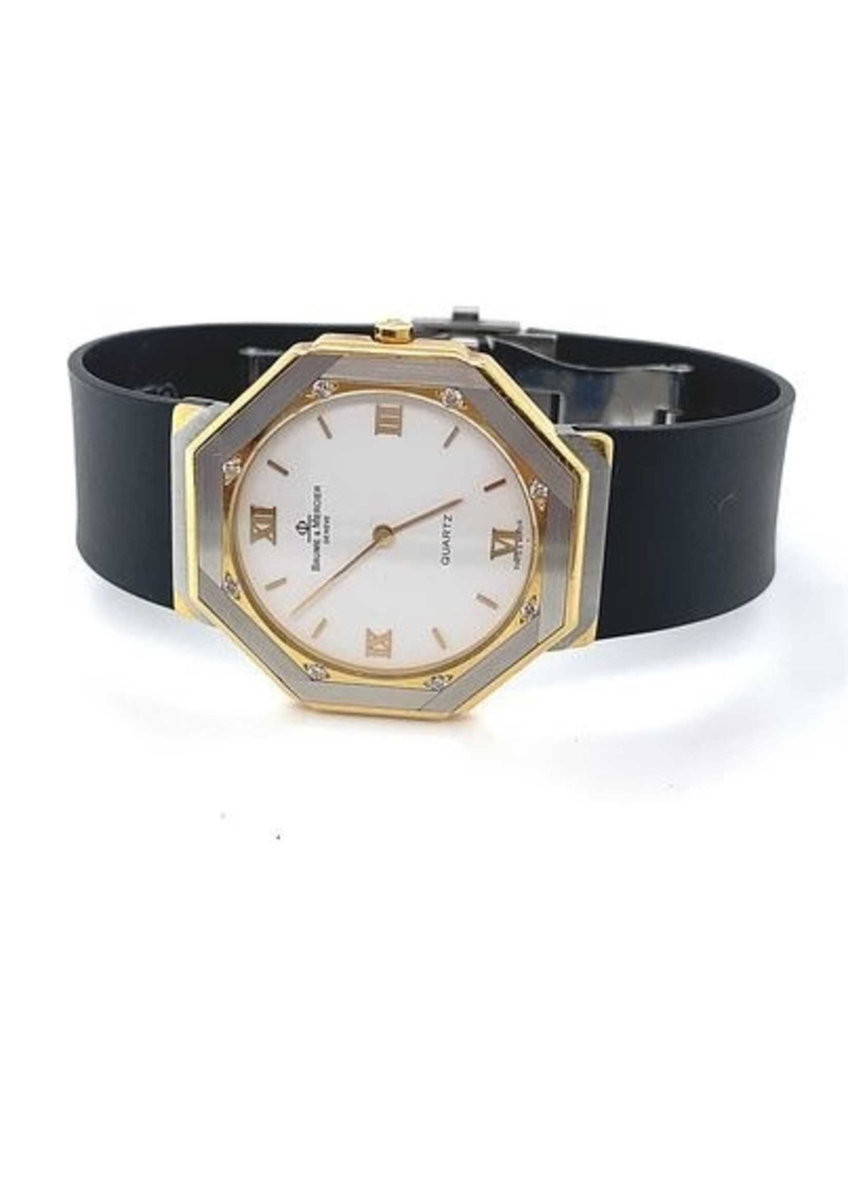 Vintage & Occasion Vintage & Occasion Gouden Baume & Mercier horloge met diamant