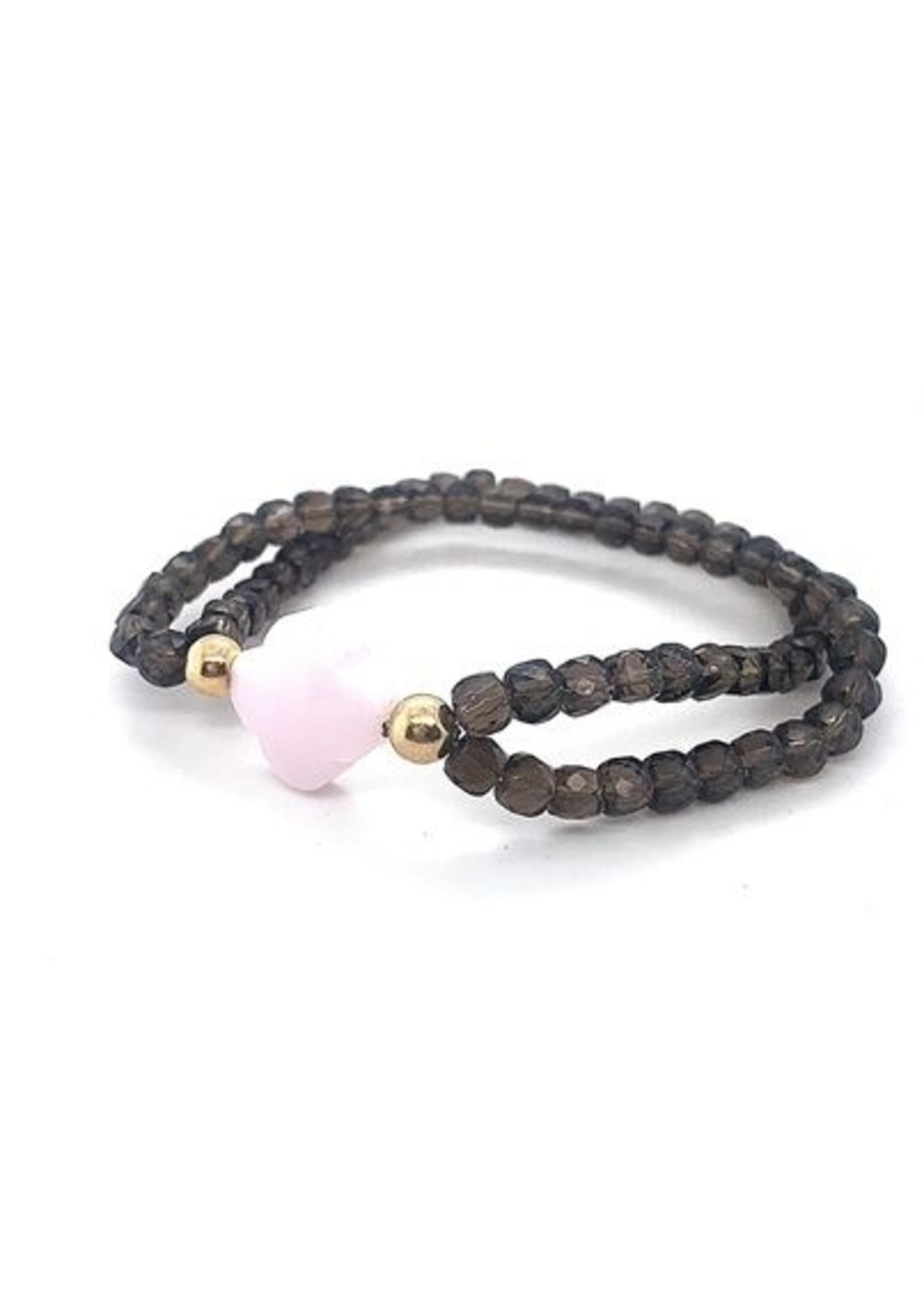 Cataleya jewels Cataleya jewels Cataleya armband met rookkwarts en roze kwarts