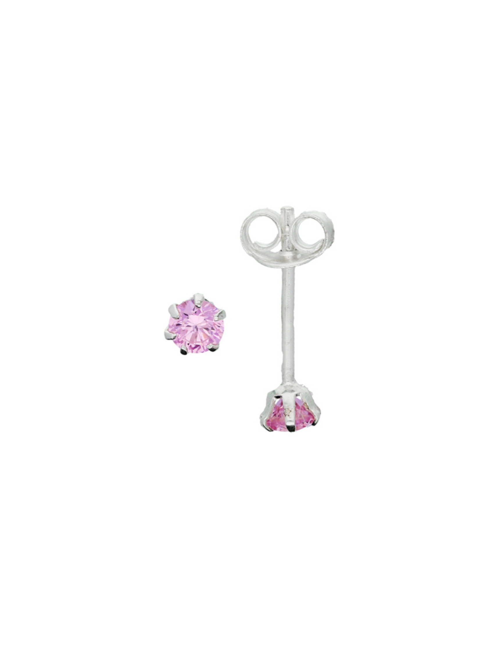 Lilly kindersieraden Lilly Solitaire Roze Zirkonia Oorknoppen van Zilver