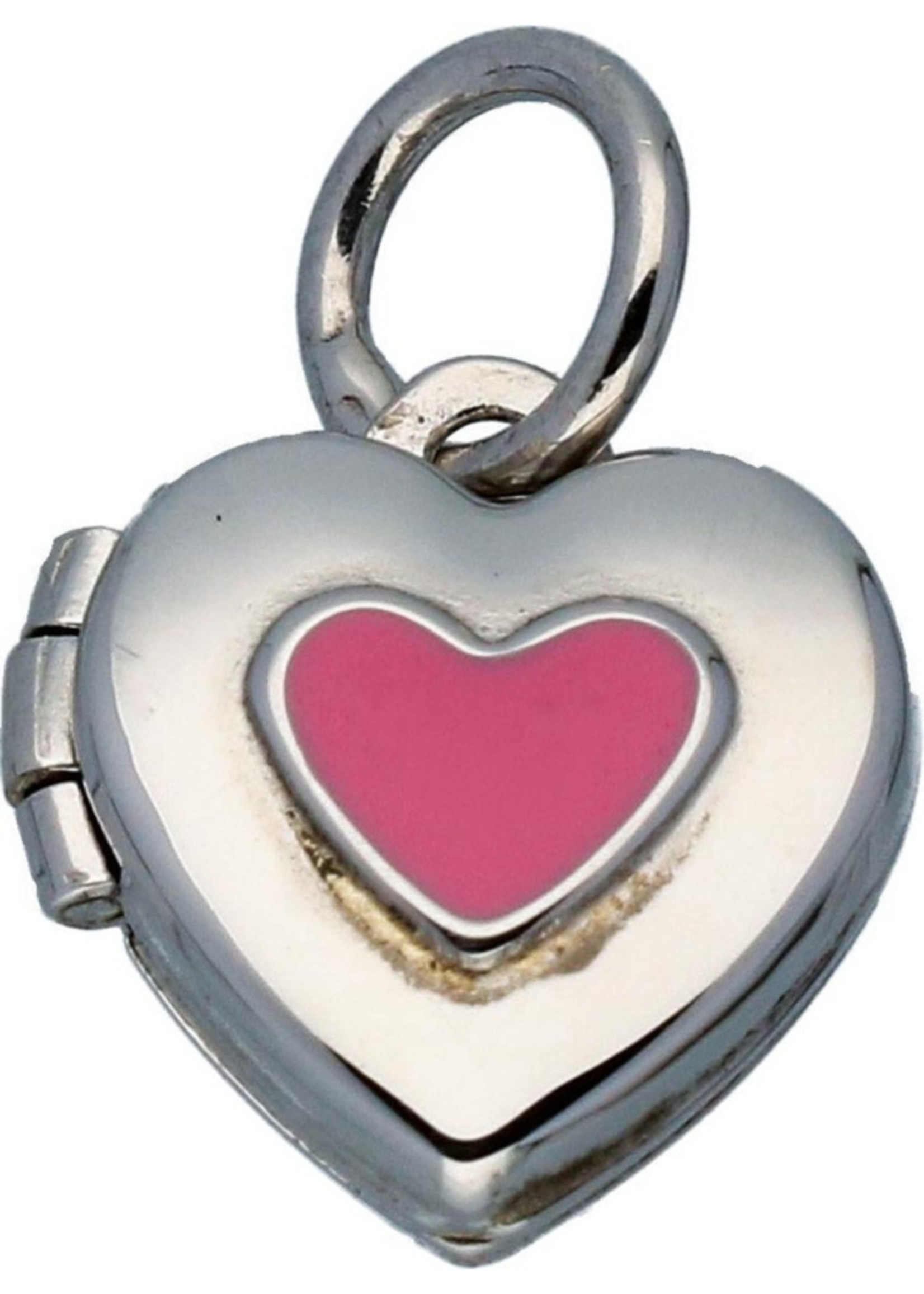 Lilly kindersieraden Lilly medaillon hart met roze hart - zilver - 10 mm