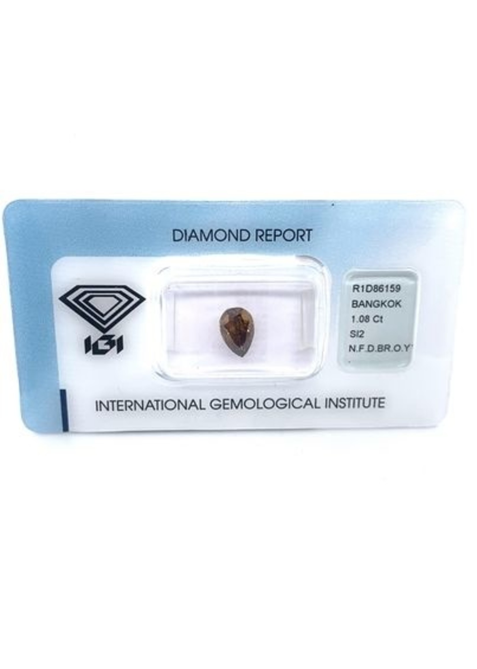 Vintage & Occasion Diamant IGI - Pear - 1.08ct - SI2 - N.F.D.BR.O.Y.