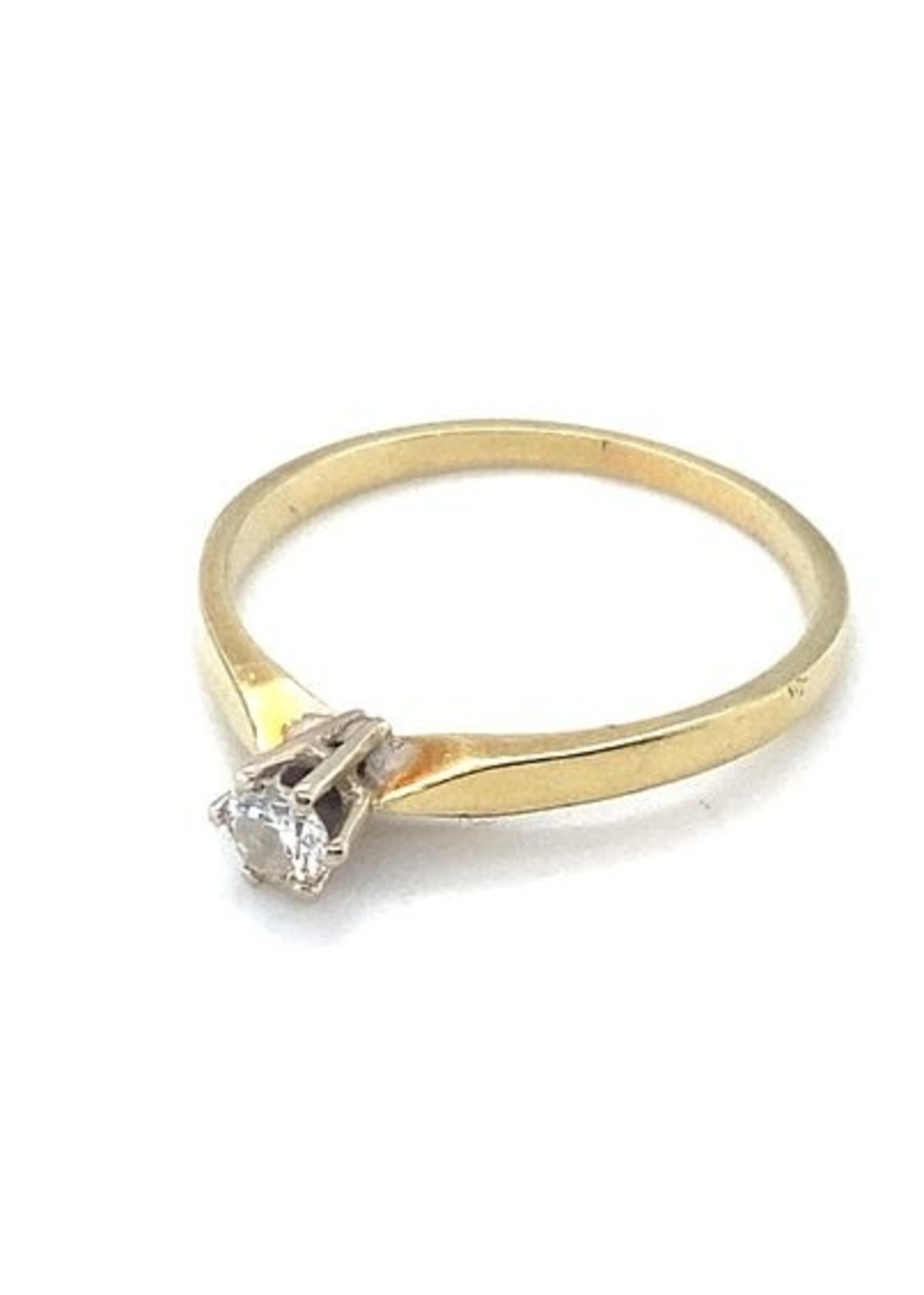 Vintage & Occasion Occasion bicolor gouden solitairring met diamant 0.20ct