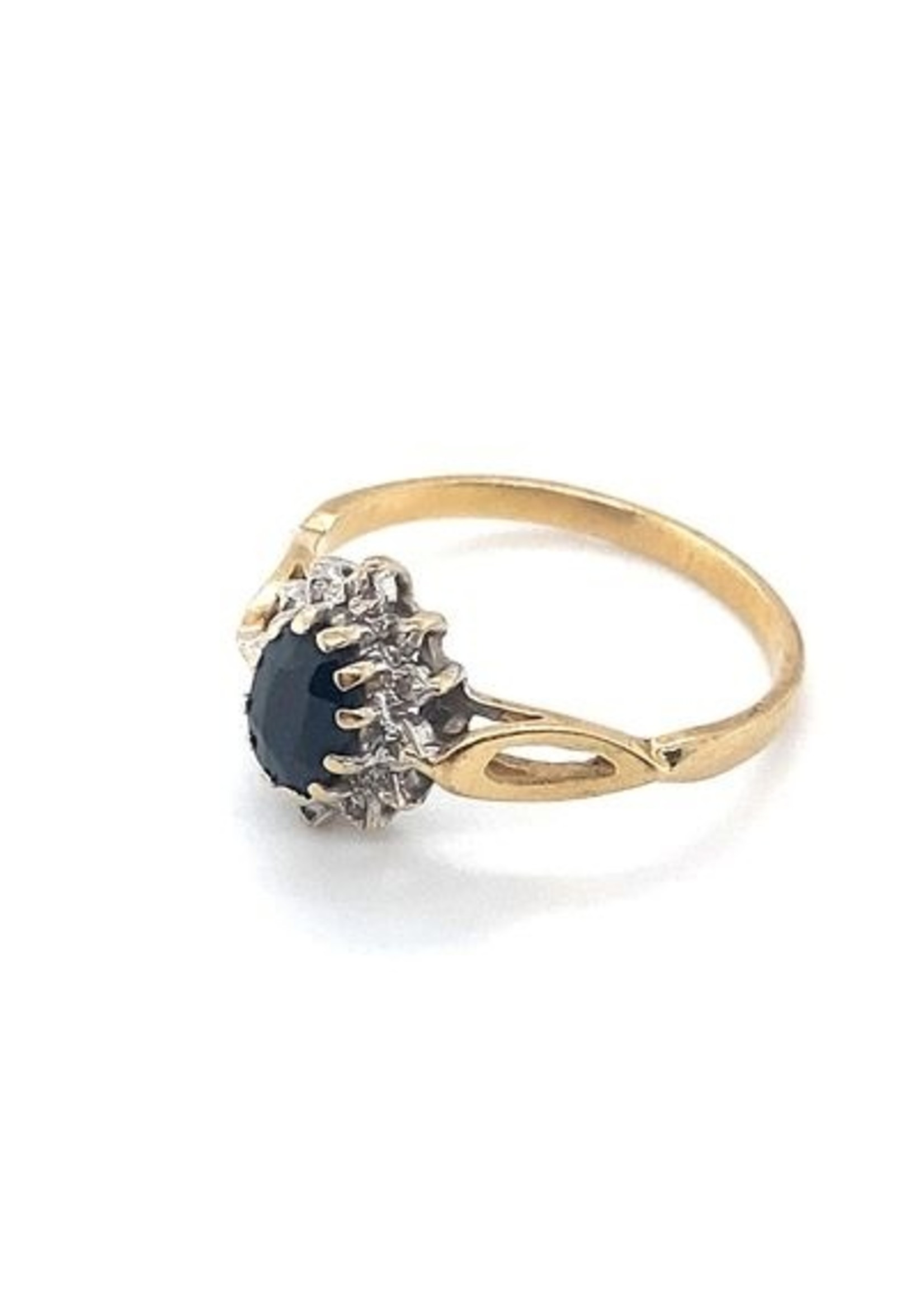 explosie Intrekking bezoeker Occasion bicolor gouden ring met saffier en diamant - Maxgoud