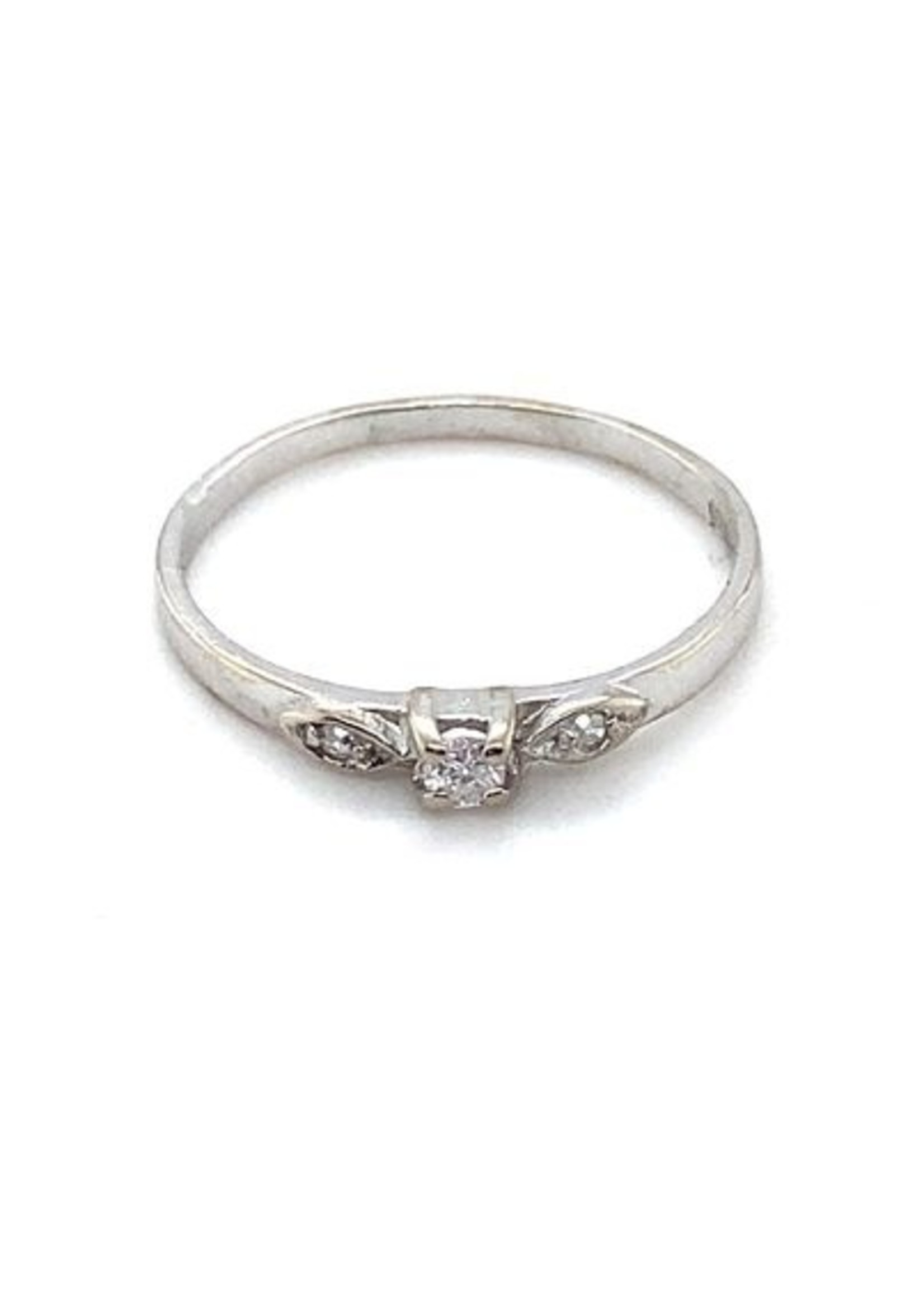 Vintage & Occasion Occasion witgouden fijne ring met diamant 0.07ct