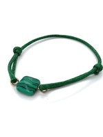 Cataleya jewels Cataleya jewels Armband satijn groen met malachiet kraal