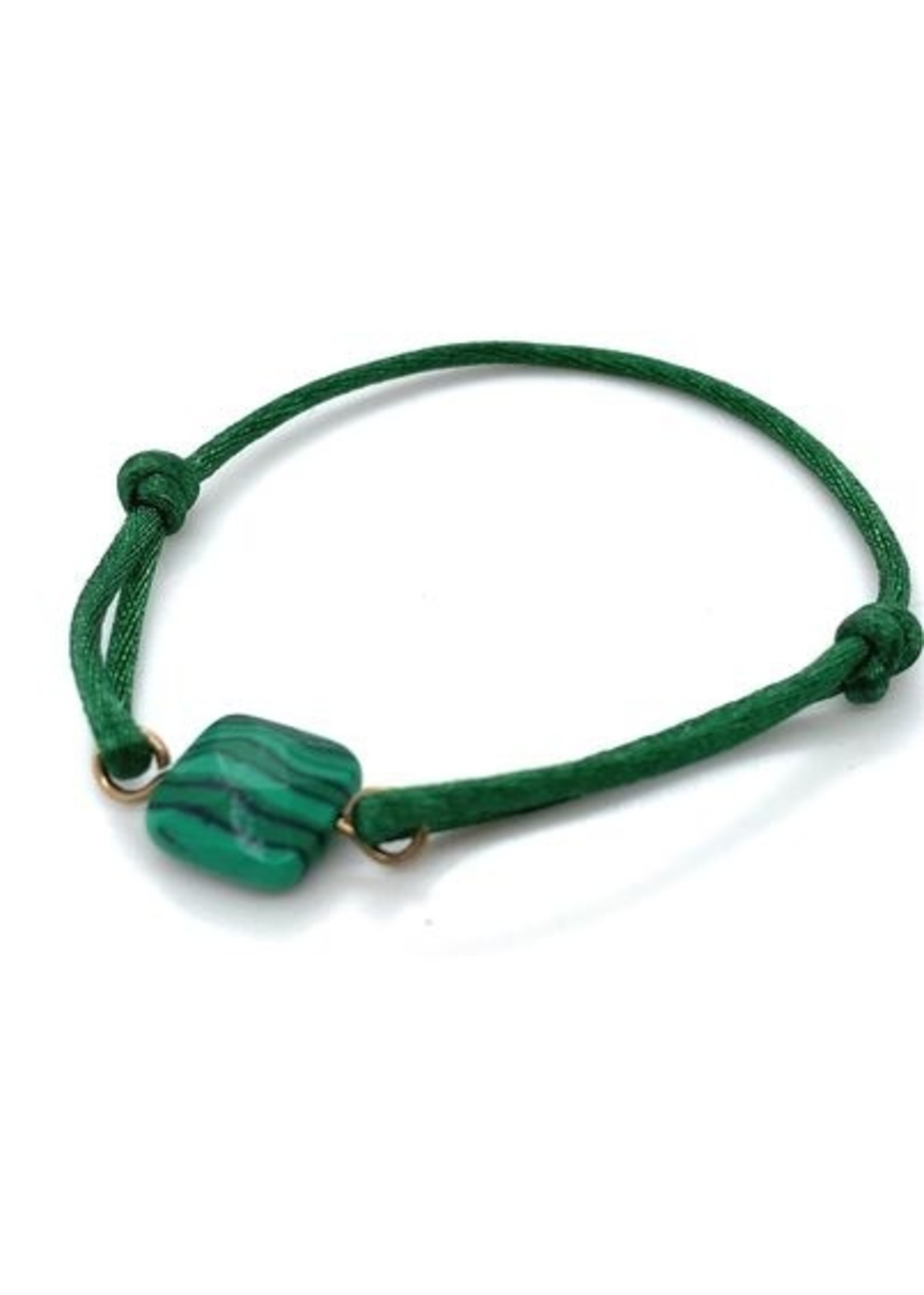 Cataleya jewels Cataleya jewels Armband satijn groen met malachiet kraal