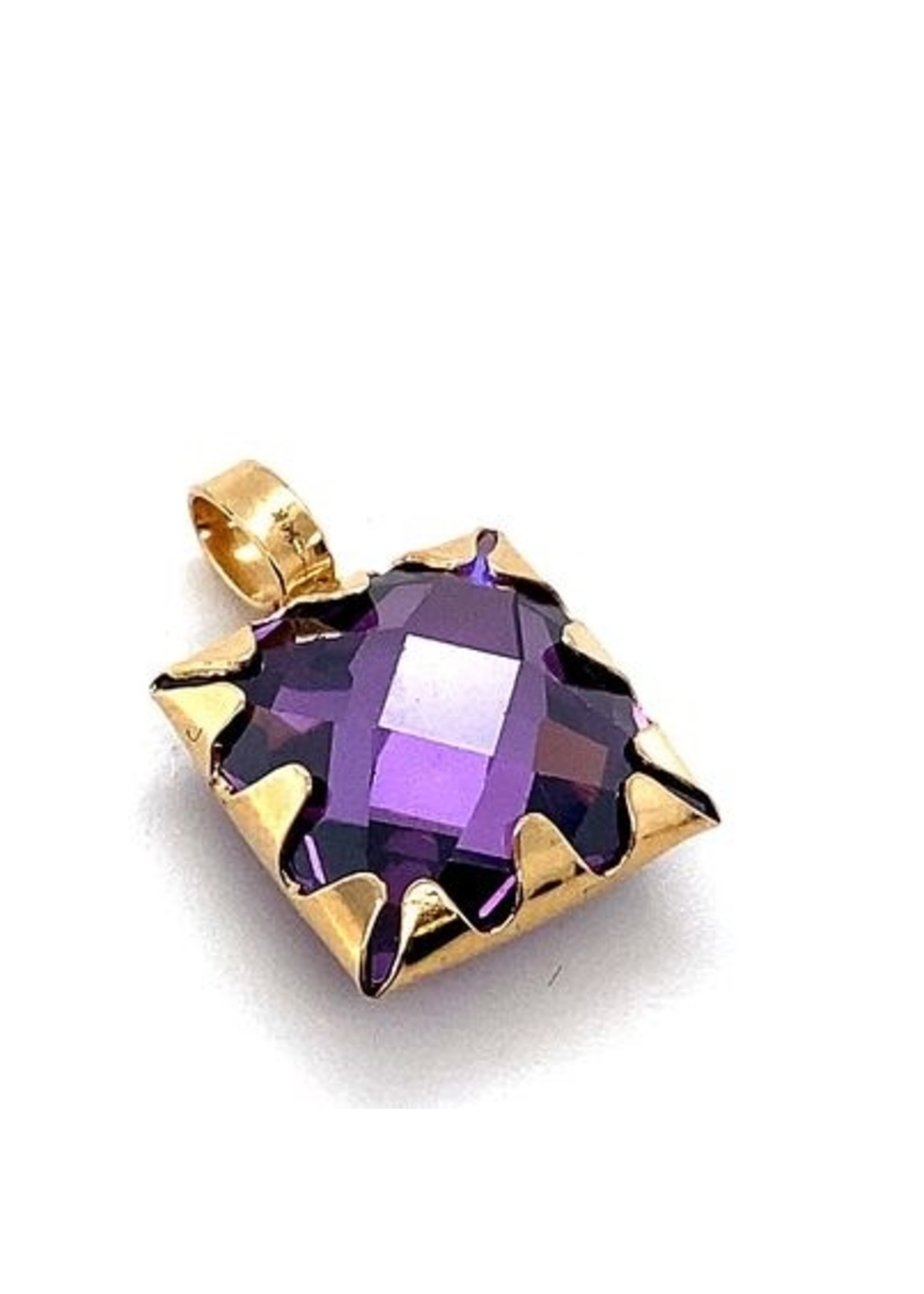 Cataleya jewels Geelgouden hanger met paarse geslepen amethist