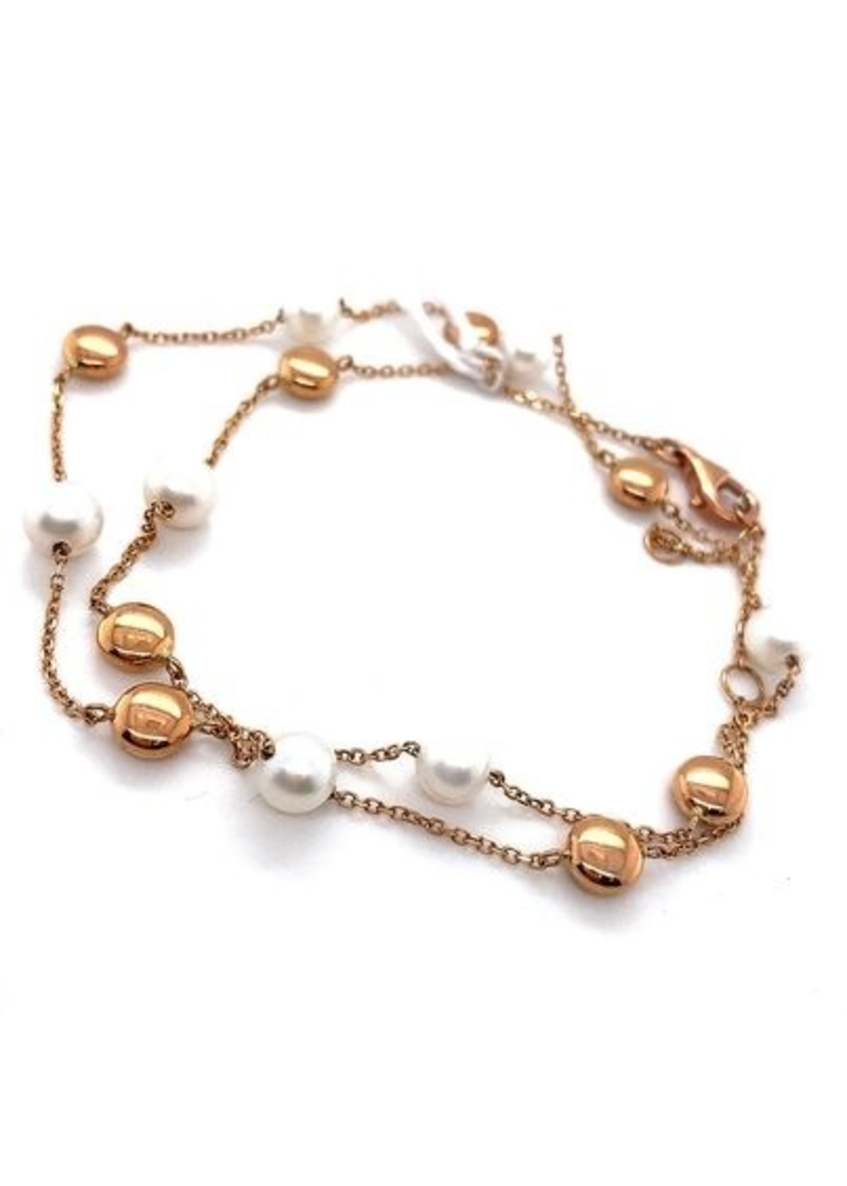 Cataleya jewels Roodgouden collier met parels - lengte 41 - 45 cm