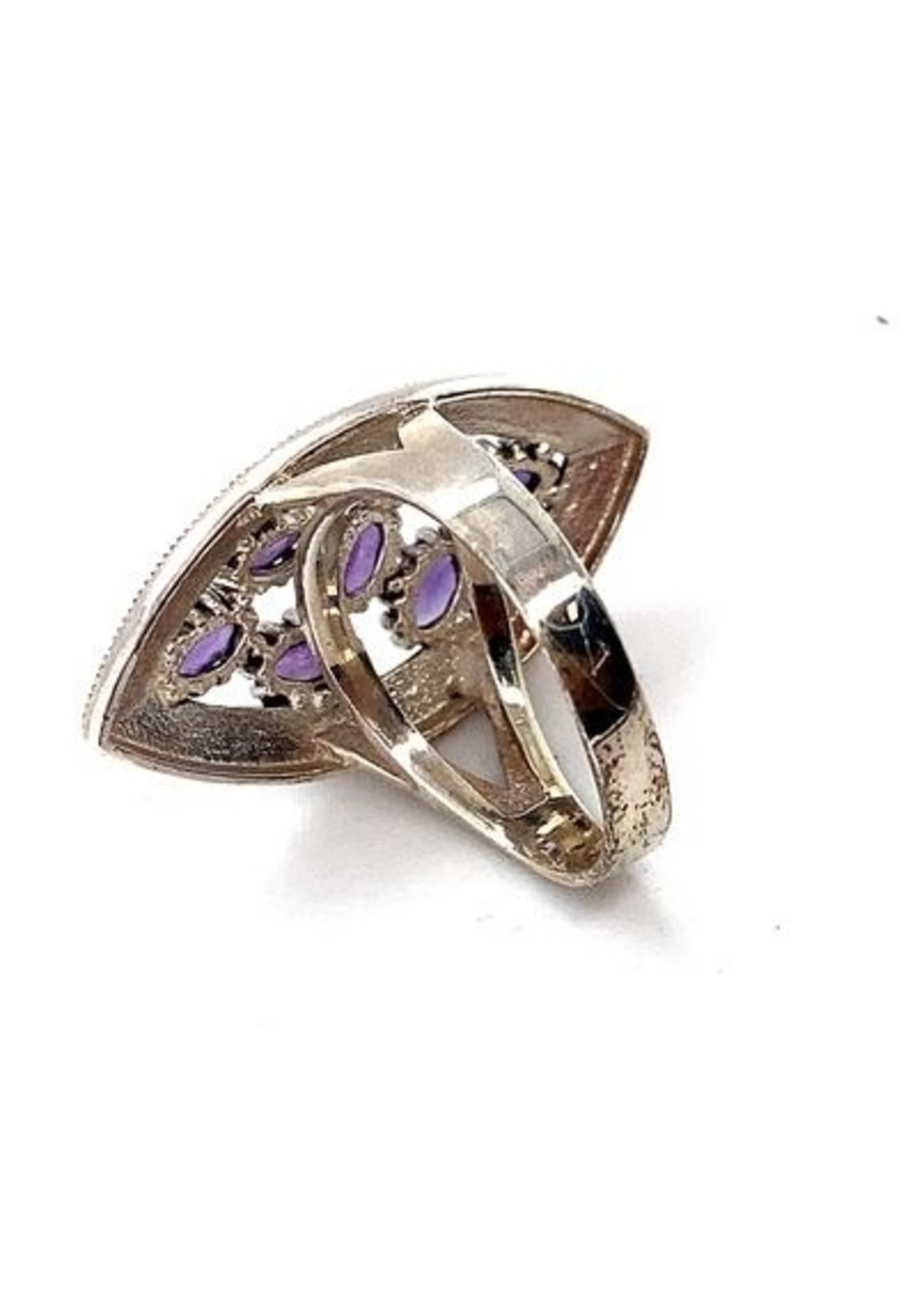 Vintage & Occasion Occasion zilveren ring met markasiet en amethist