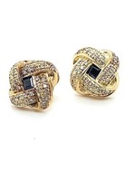 Vintage & Occasion Occasion 14  gouden gekruiste oorknoppen met saffier en diamant